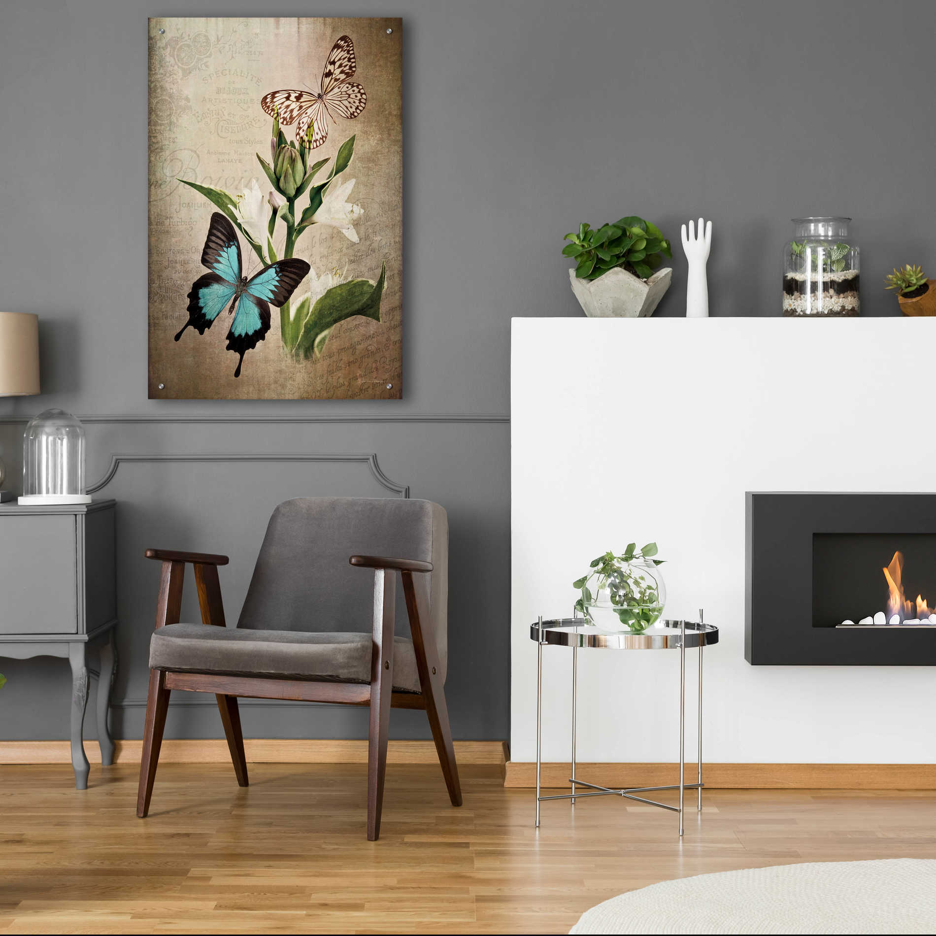 Epic Art 'Butterfly Botanical II' by Debra Van Swearingen, Acrylic Glass Wall Art,24x36