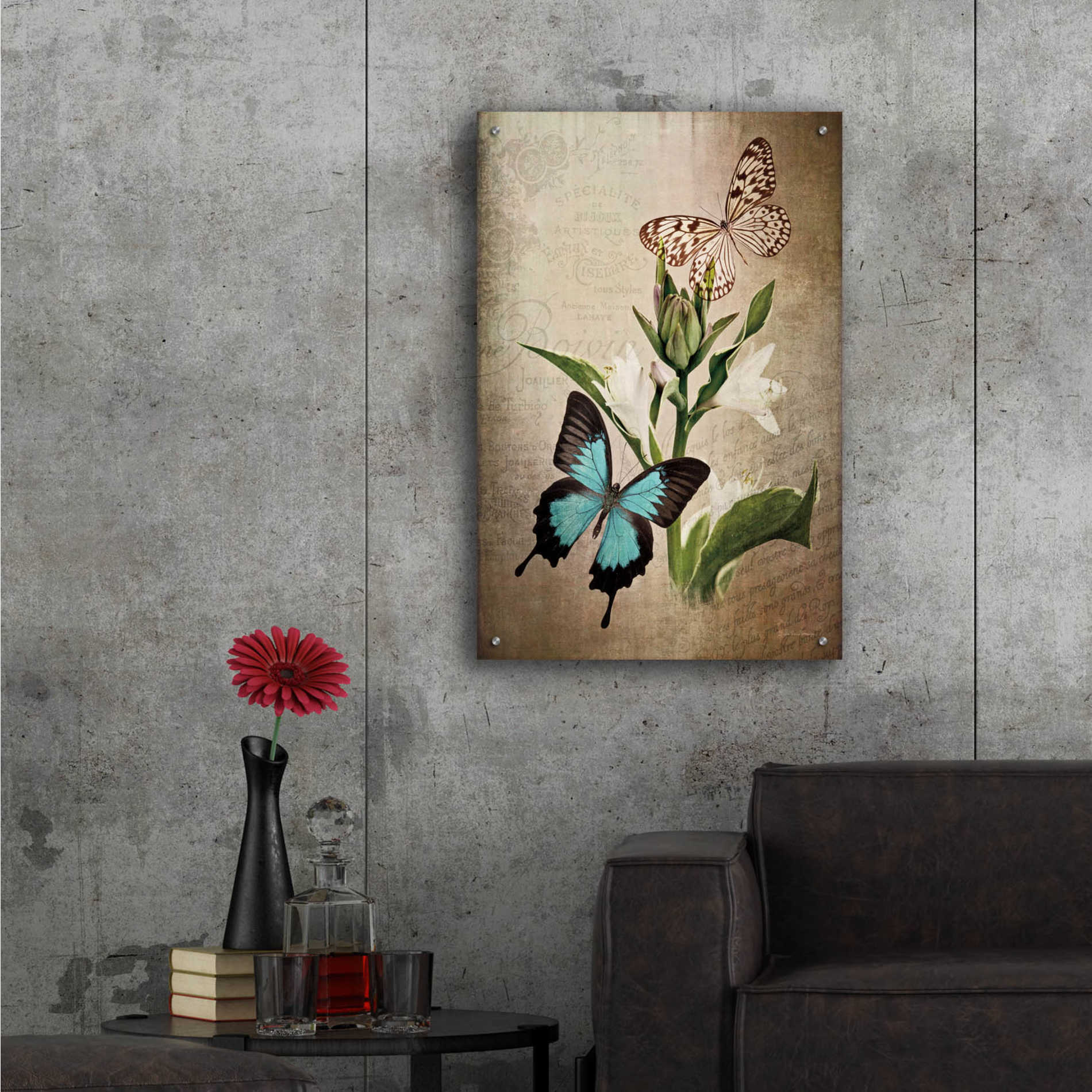 Epic Art 'Butterfly Botanical II' by Debra Van Swearingen, Acrylic Glass Wall Art,24x36