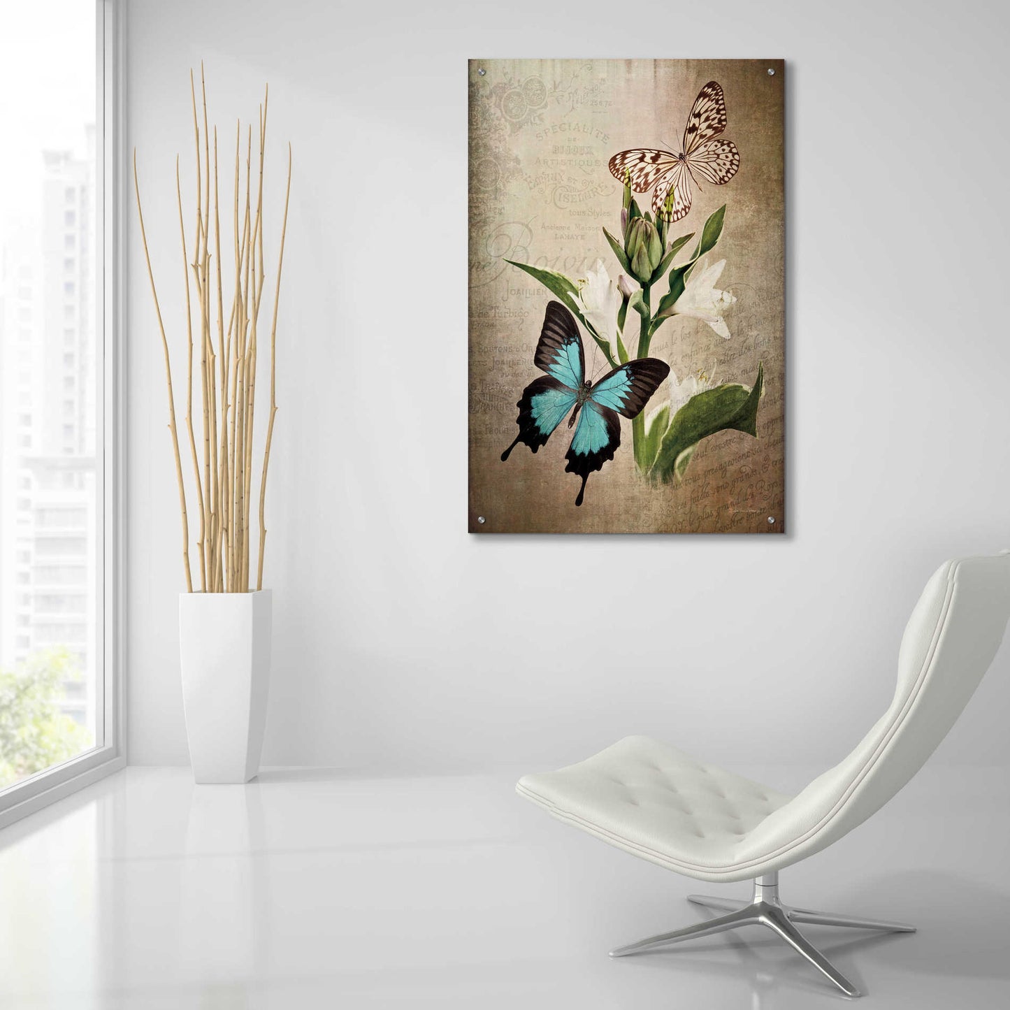 Epic Art 'Butterfly Botanical II' by Debra Van Swearingen, Acrylic Glass Wall Art,24x36