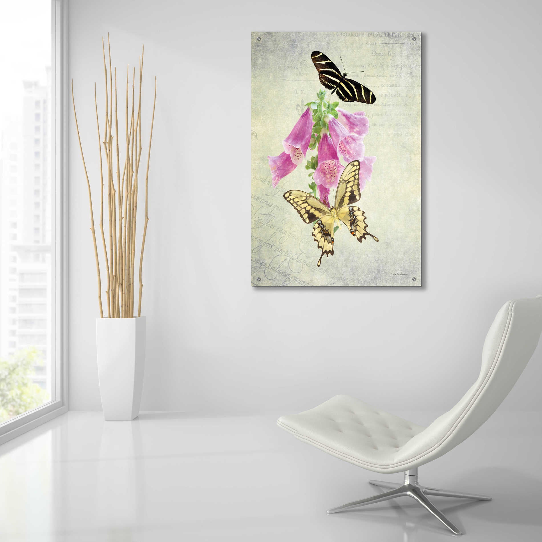 Epic Art 'Butterfly Botanical IV' by Debra Van Swearingen, Acrylic Glass Wall Art,24x36