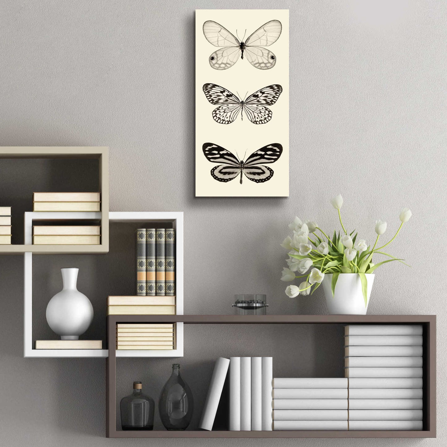 Epic Art 'Butterfly BW Panel II' by Debra Van Swearingen, Acrylic Glass Wall Art,12x24