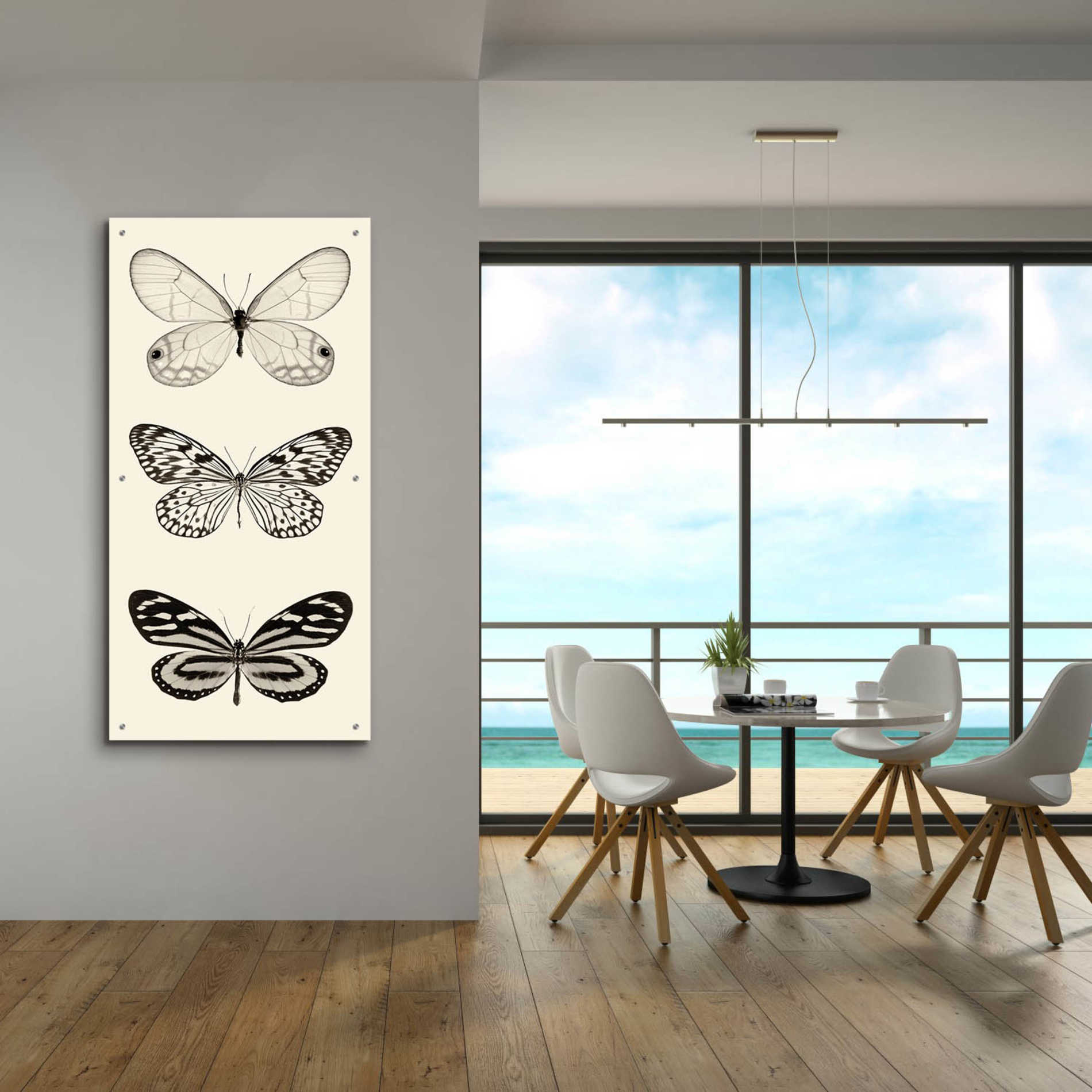 Epic Art 'Butterfly BW Panel II' by Debra Van Swearingen, Acrylic Glass Wall Art,24x48