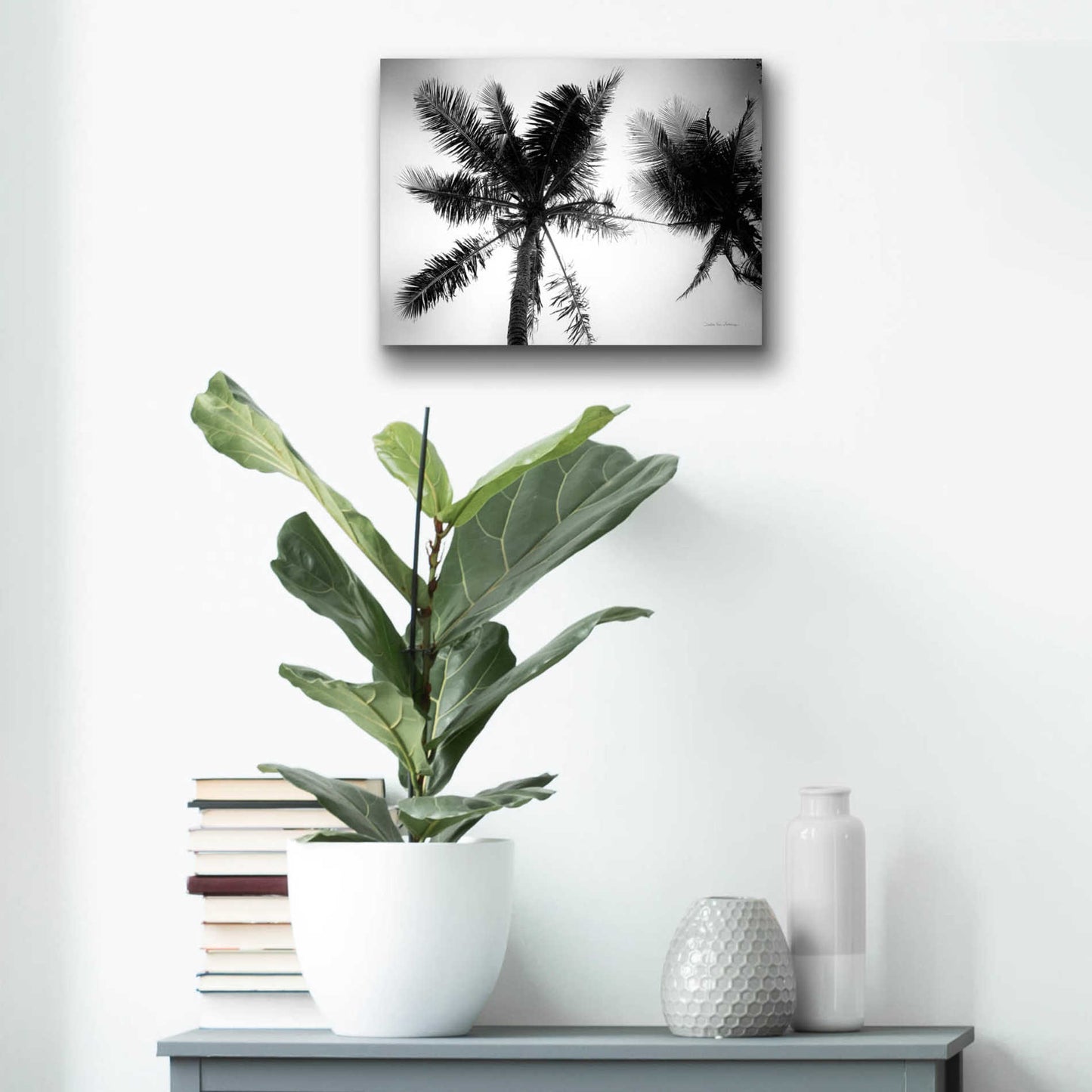 Epic Art 'Palm Tree Looking Up II' by Debra Van Swearingen, Acrylic Glass Wall Art,16x12