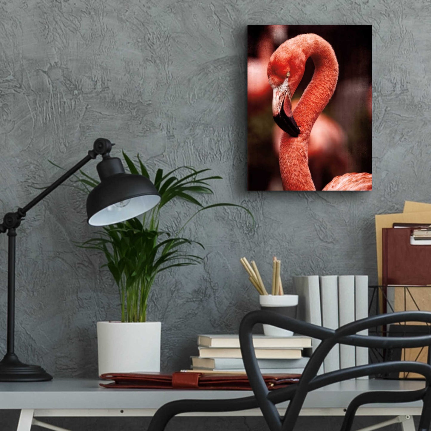 Epic Art 'Caribbean Flamingo II' by Debra Van Swearingen, Acrylic Glass Wall Art,12x16