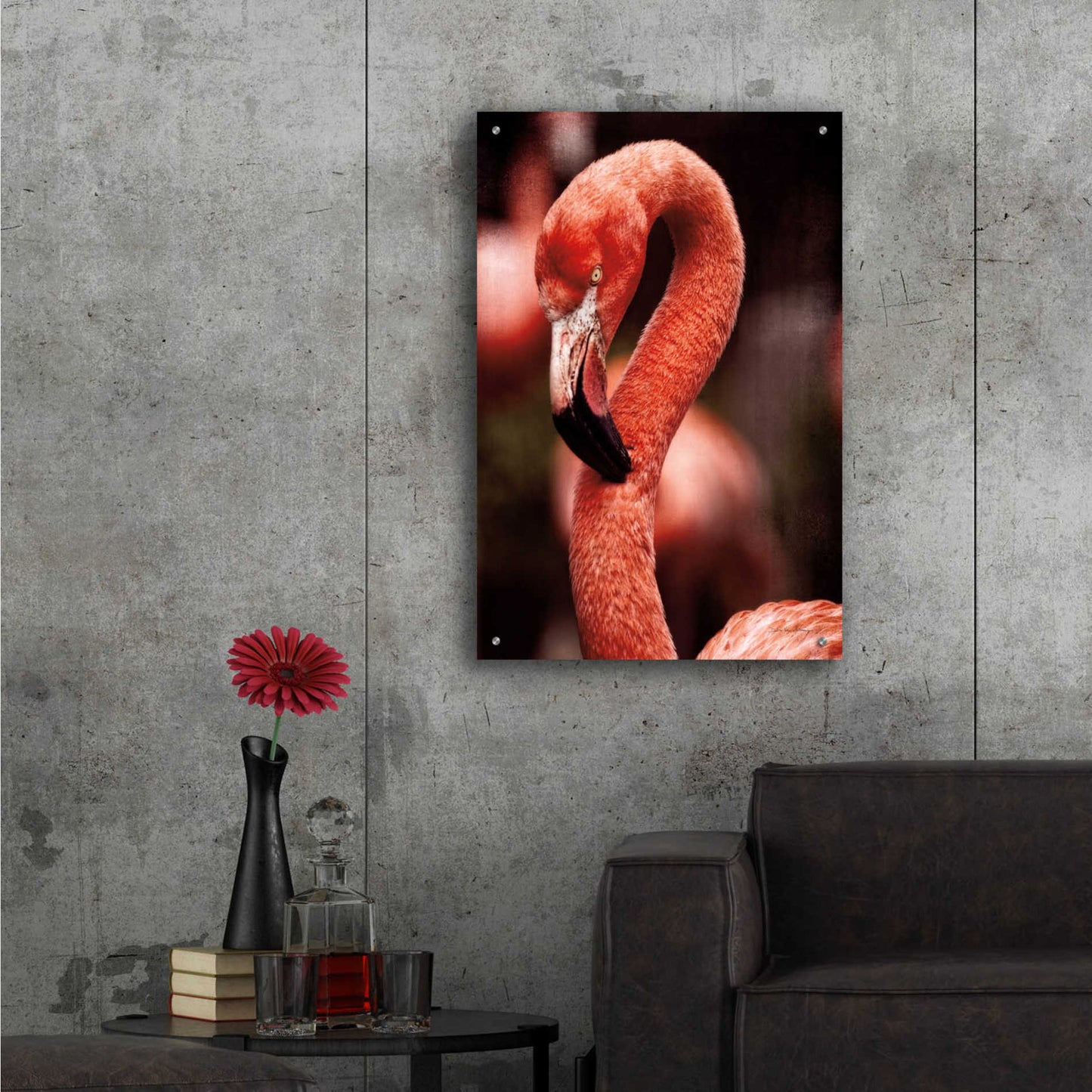 Epic Art 'Caribbean Flamingo II' by Debra Van Swearingen, Acrylic Glass Wall Art,24x36