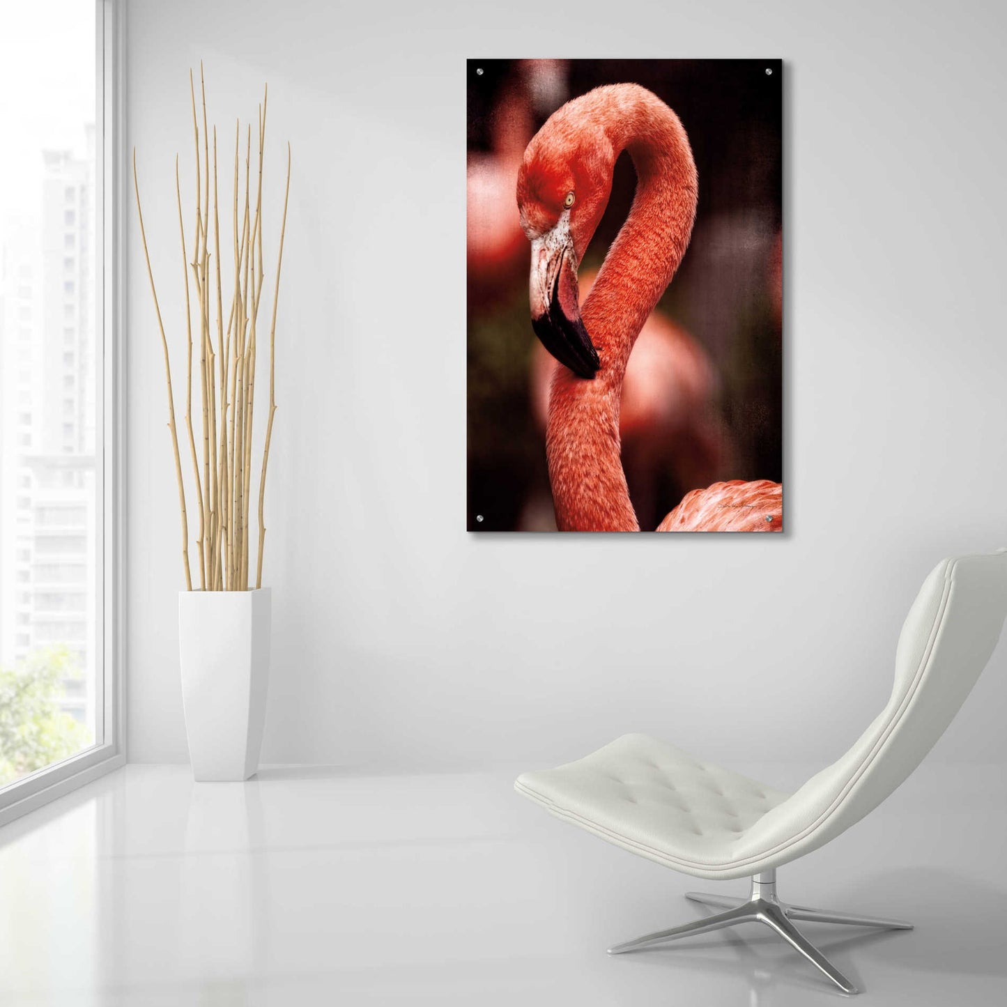 Epic Art 'Caribbean Flamingo II' by Debra Van Swearingen, Acrylic Glass Wall Art,24x36