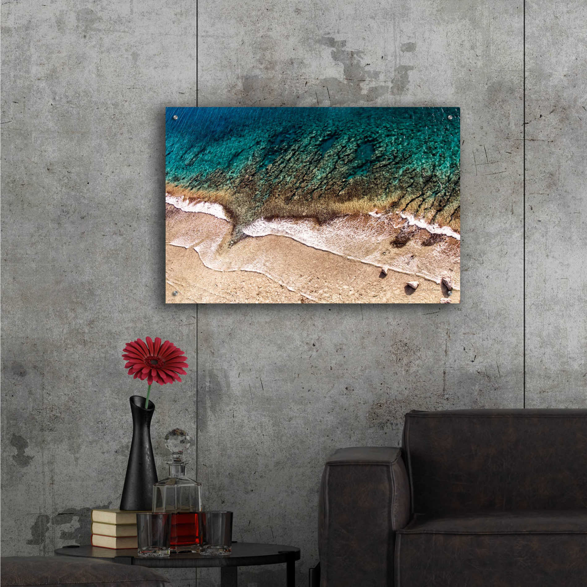 Epic Art 'Sand and Sea' by Debra Van Swearingen, Acrylic Glass Wall Art,36x24