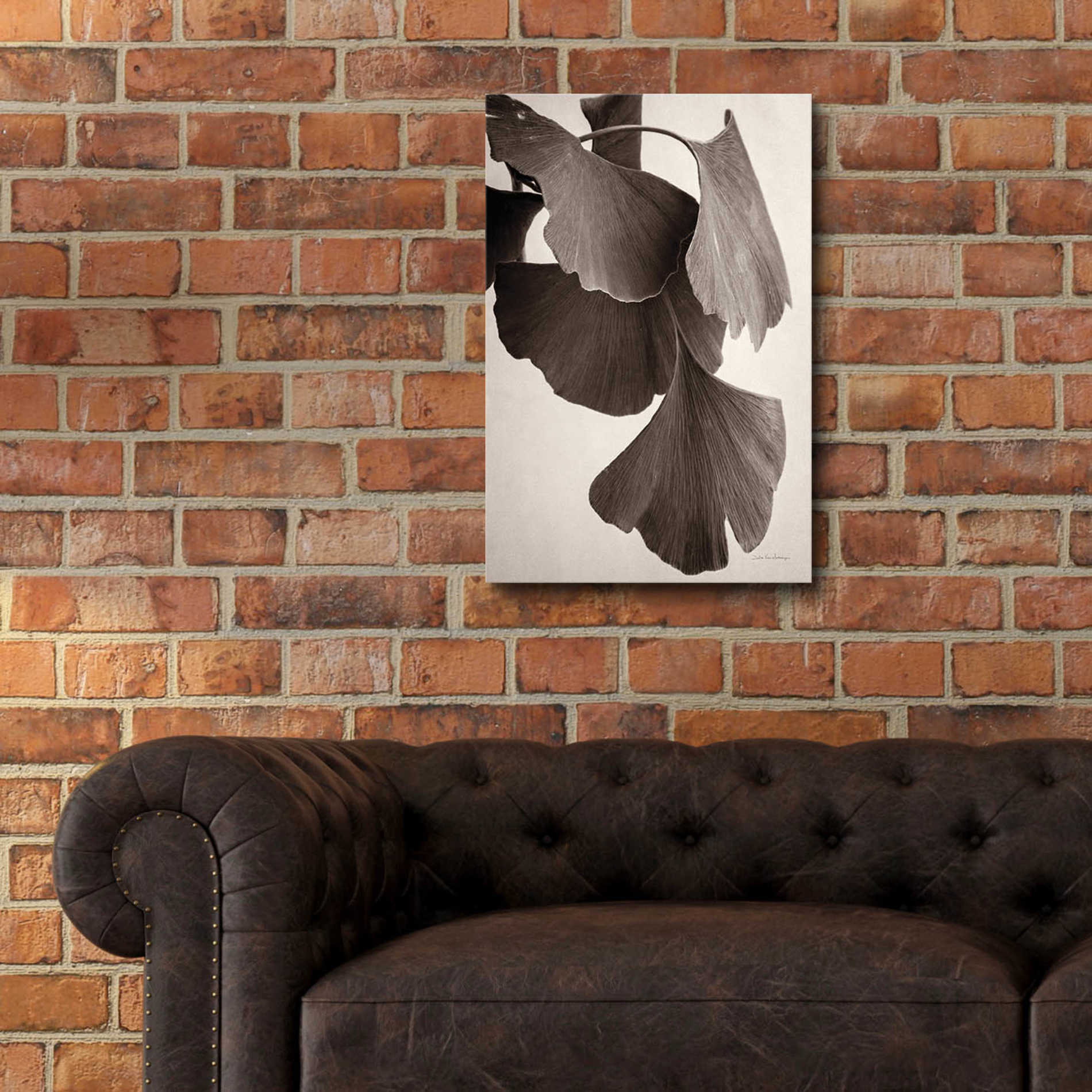 Epic Art 'Gingko Sepia' by Debra Van Swearingen, Acrylic Glass Wall Art,16x24