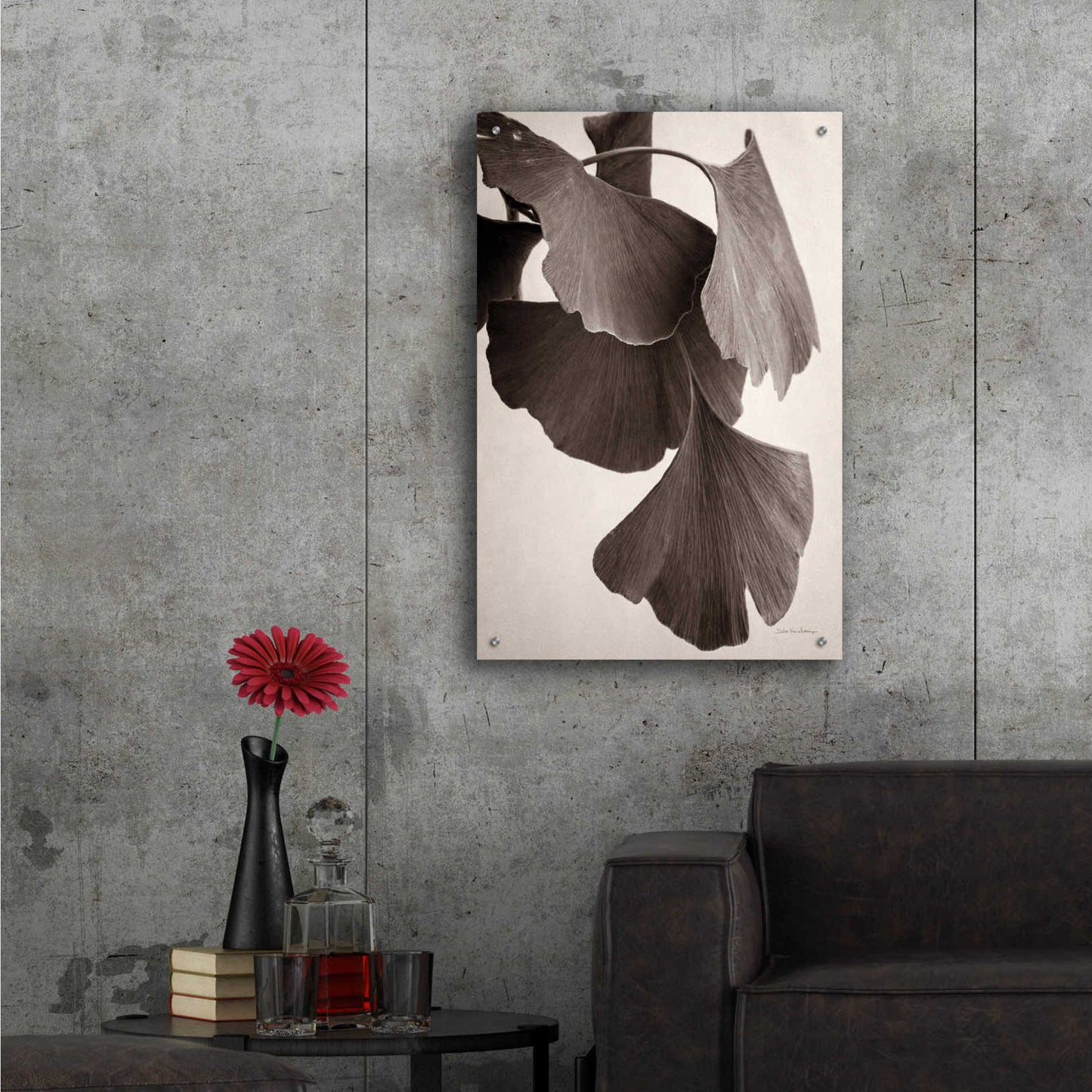 Epic Art 'Gingko Sepia' by Debra Van Swearingen, Acrylic Glass Wall Art,24x36