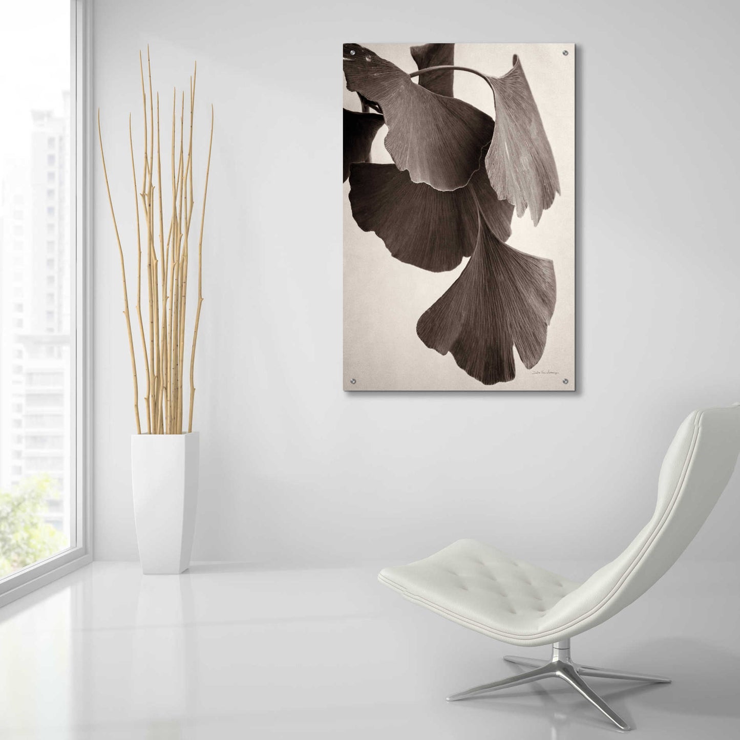 Epic Art 'Gingko Sepia' by Debra Van Swearingen, Acrylic Glass Wall Art,24x36