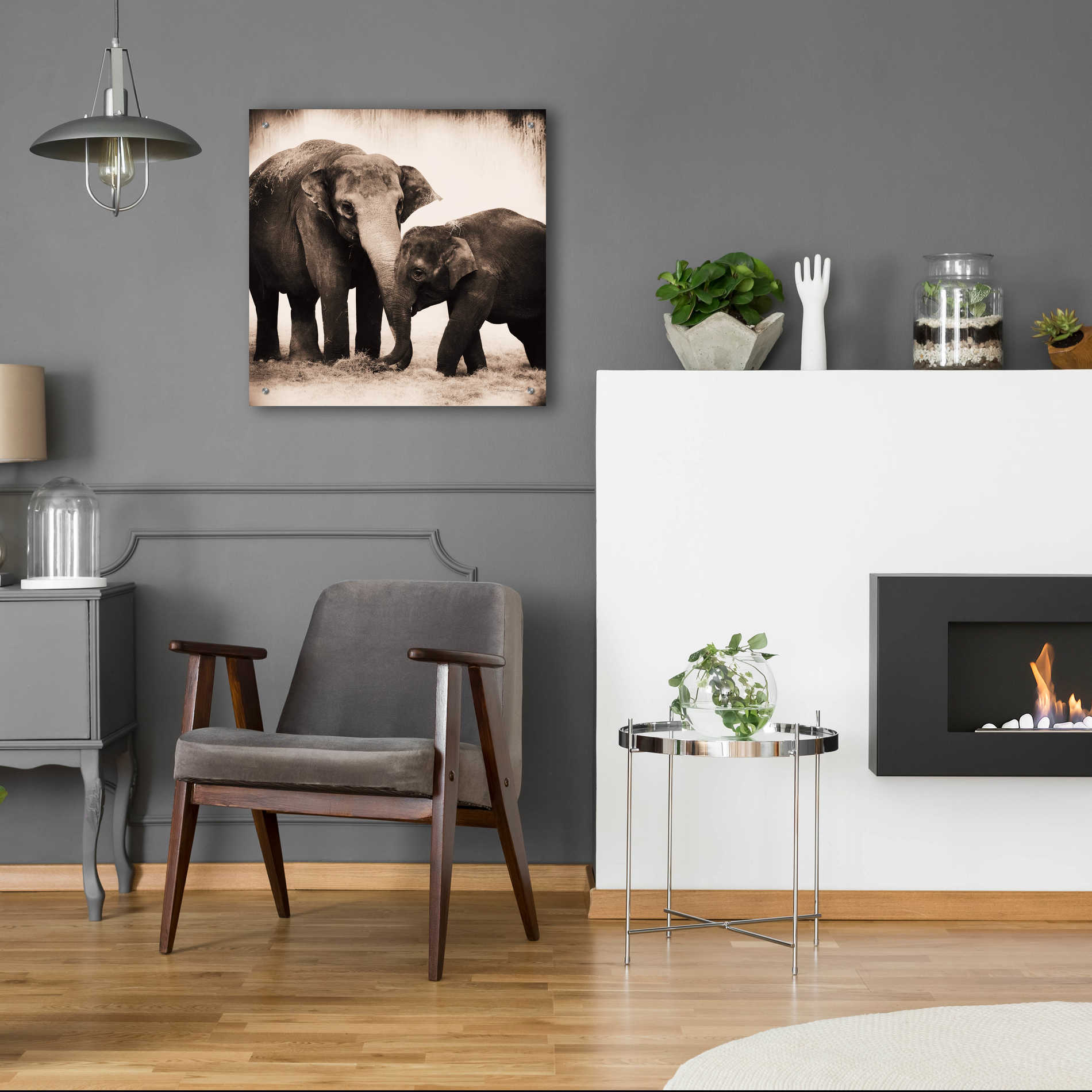 Epic Art 'Elephant III Sepia' by Debra Van Swearingen, Acrylic Glass Wall Art,24x24