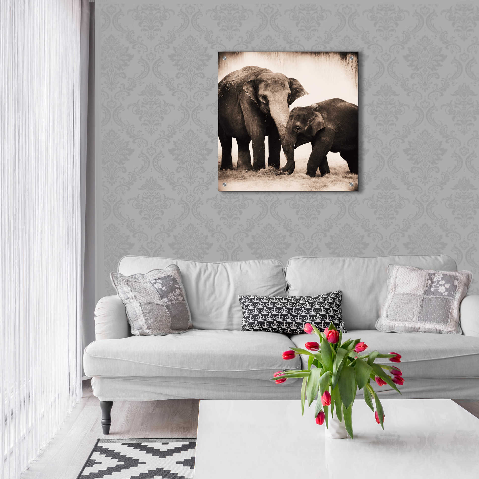 Epic Art 'Elephant III Sepia' by Debra Van Swearingen, Acrylic Glass Wall Art,24x24