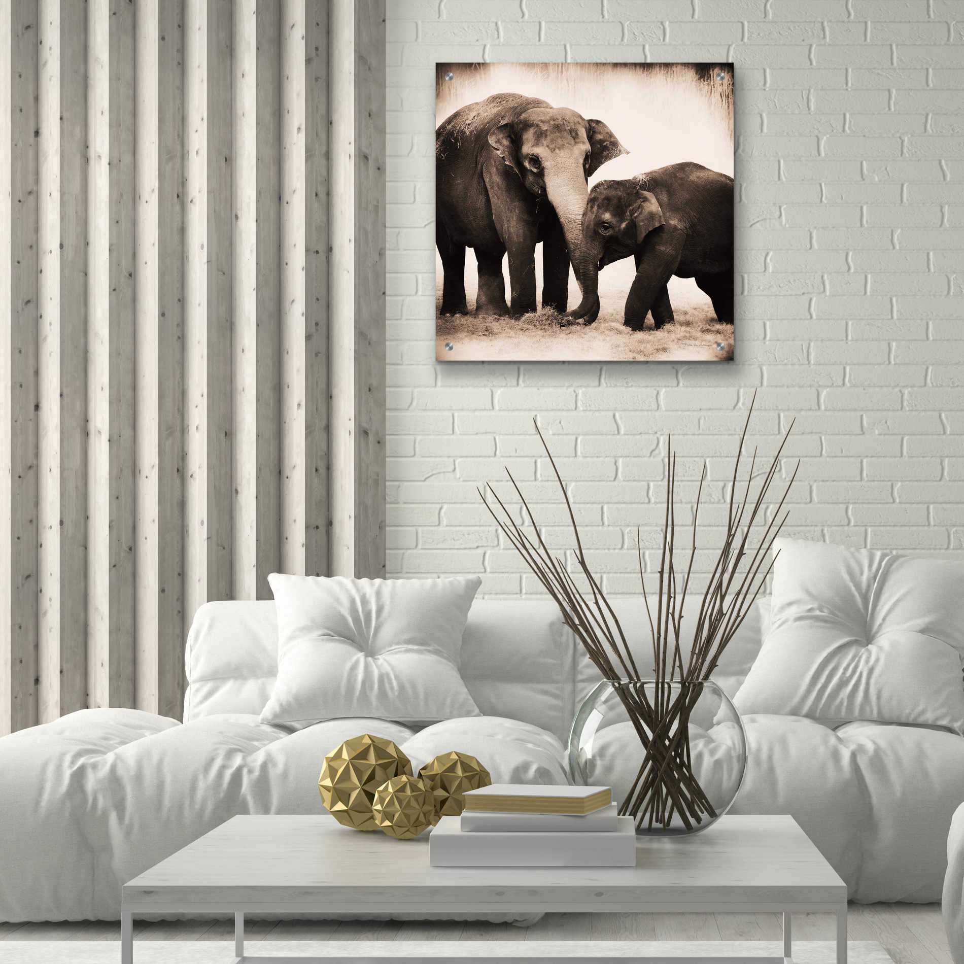 Epic Art 'Elephant III Sepia' by Debra Van Swearingen, Acrylic Glass Wall Art,24x24