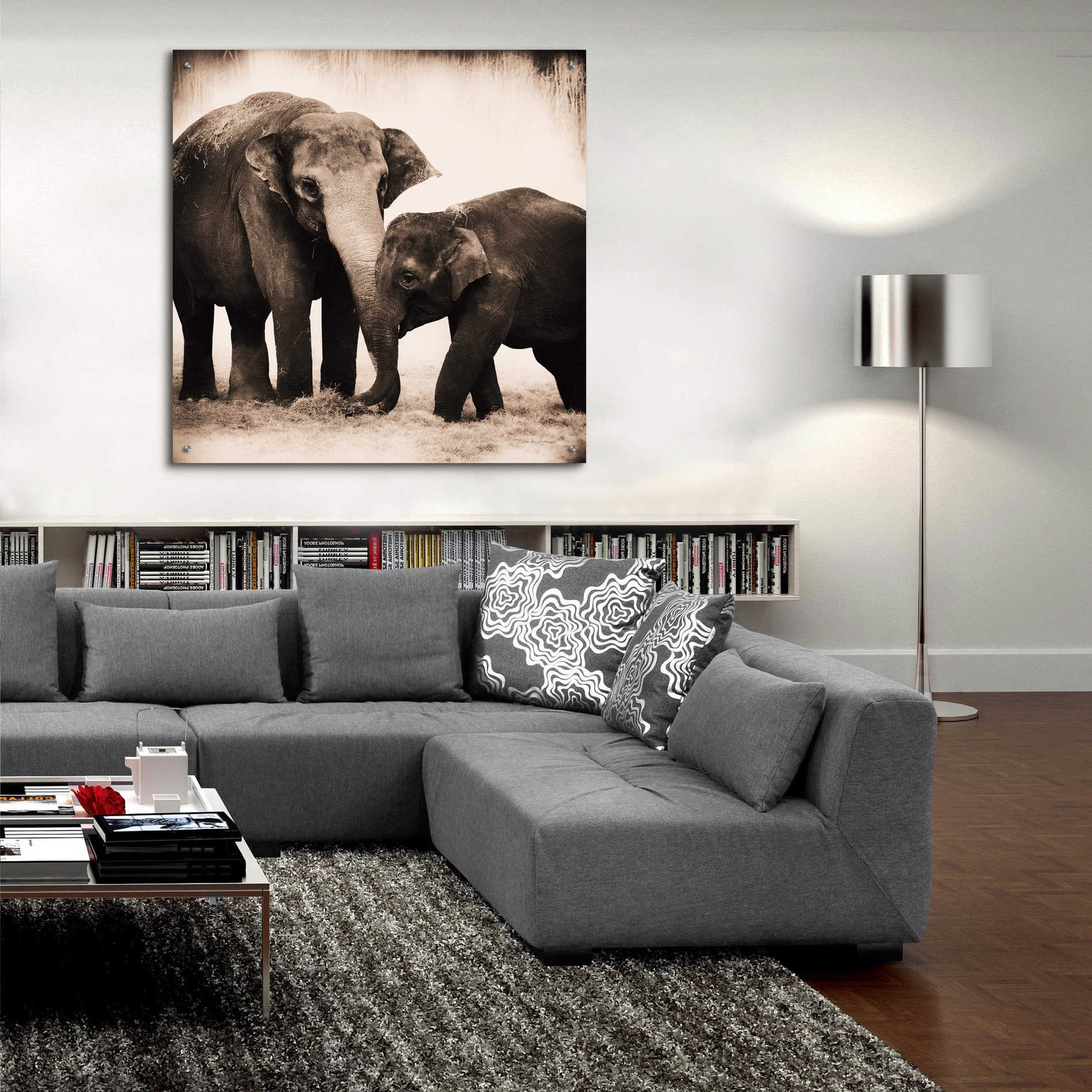 Epic Art 'Elephant III Sepia' by Debra Van Swearingen, Acrylic Glass Wall Art,36x36