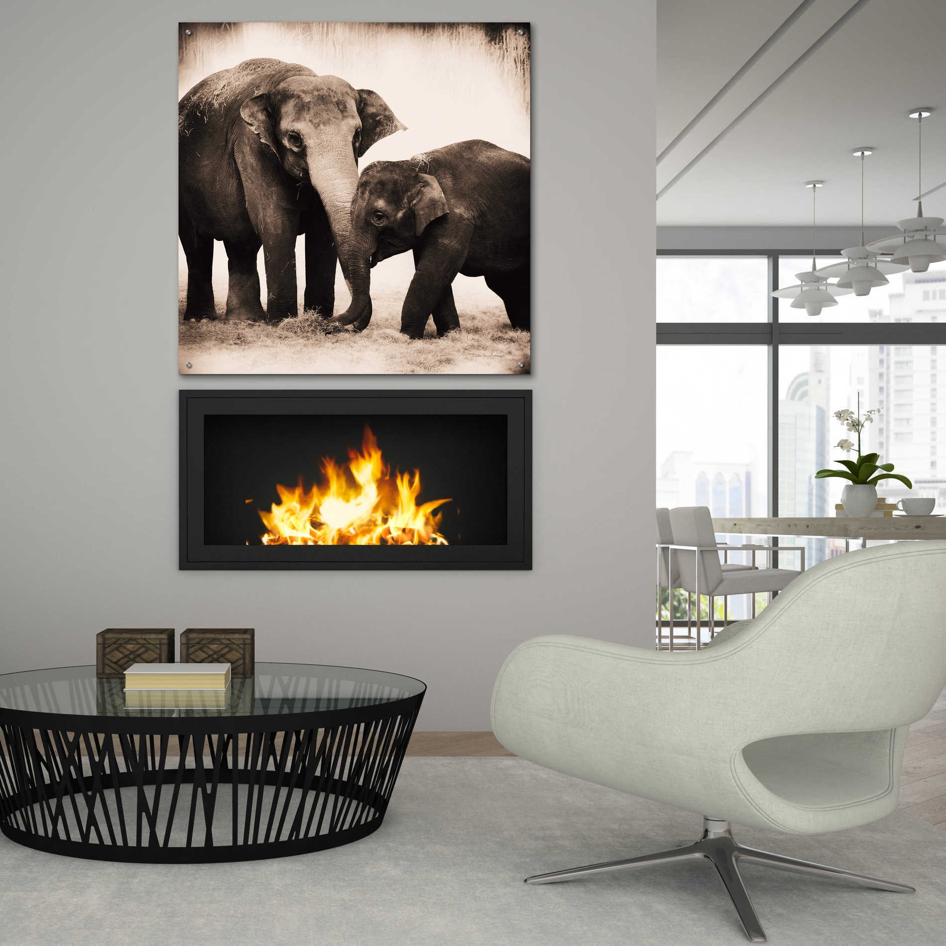 Epic Art 'Elephant III Sepia' by Debra Van Swearingen, Acrylic Glass Wall Art,36x36