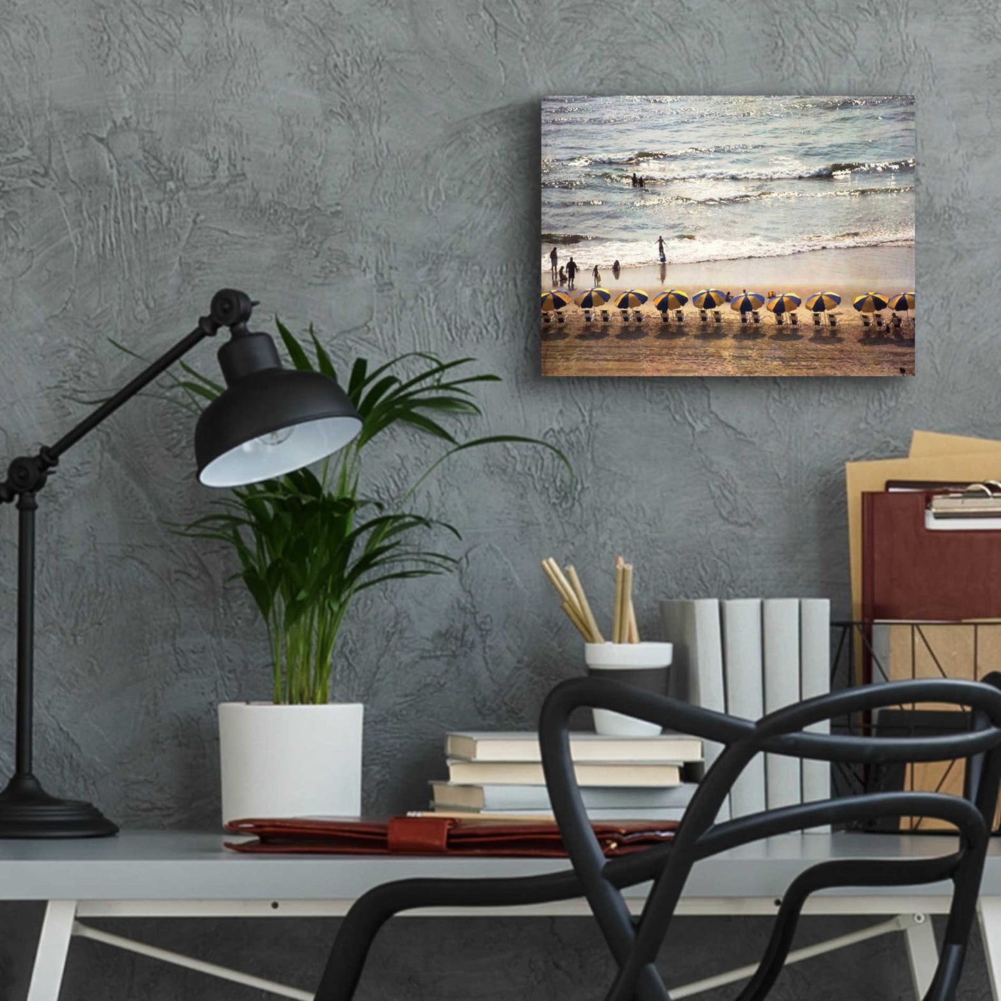 Epic Art 'A Day At The Beach' by Debra Van Swearingen, Acrylic Glass Wall Art,16x12