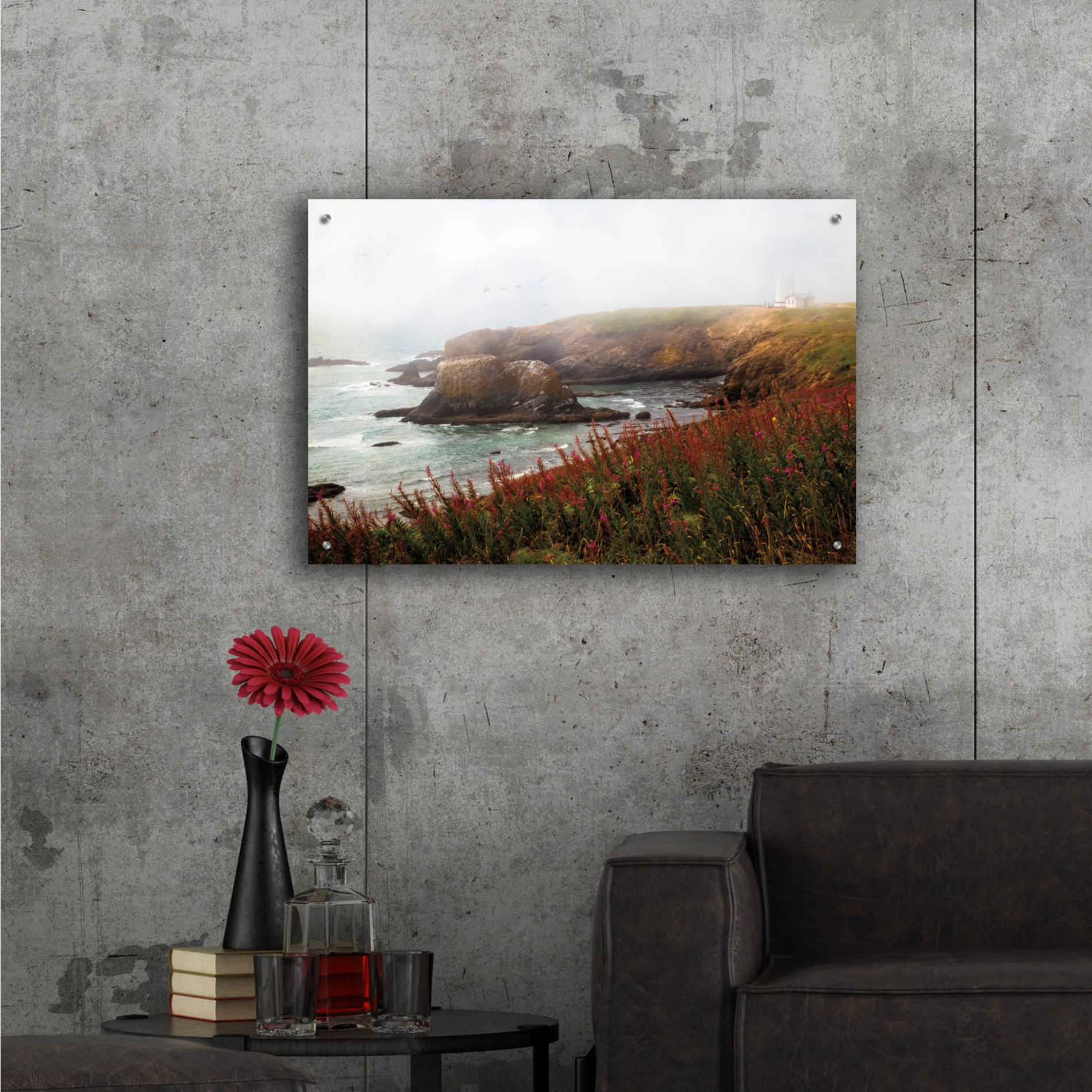 Epic Art 'Lighthouse Fog' by Debra Van Swearingen, Acrylic Glass Wall Art,36x24