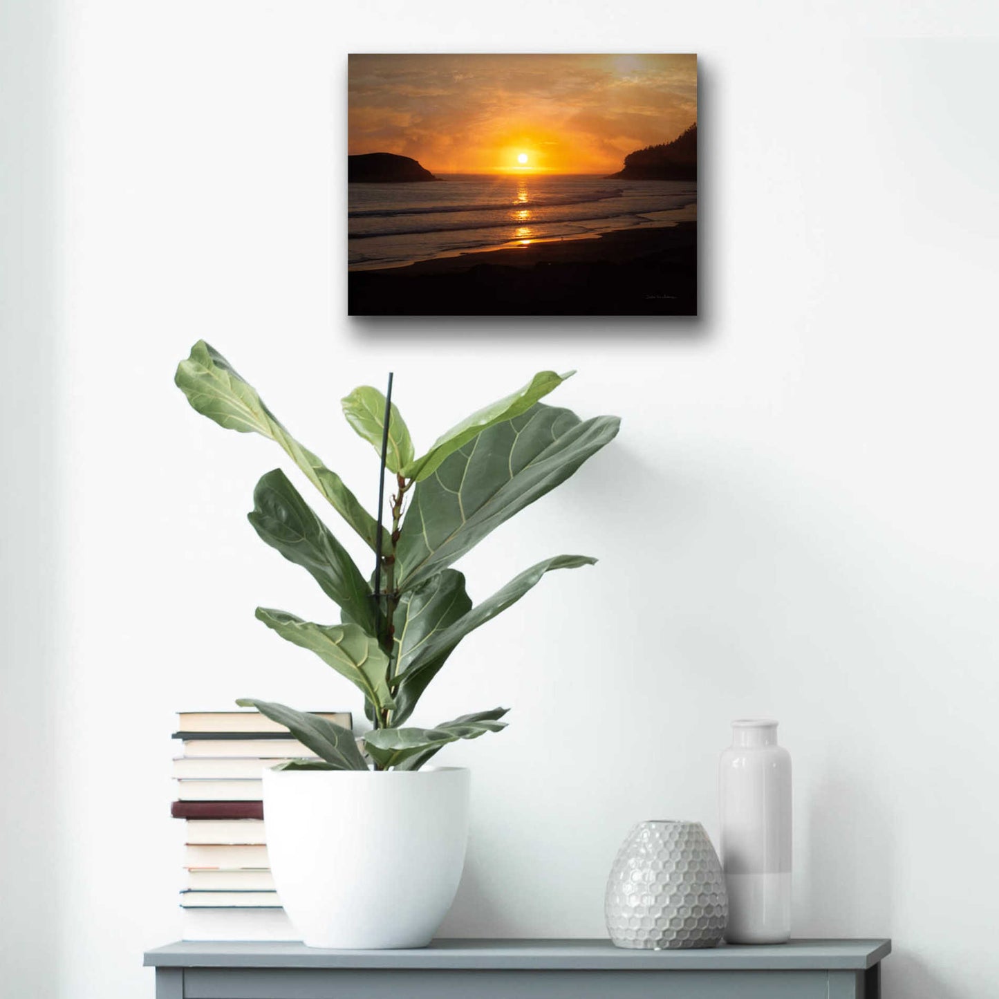 Epic Art 'Ocean Sunset' by Debra Van Swearingen, Acrylic Glass Wall Art,16x12