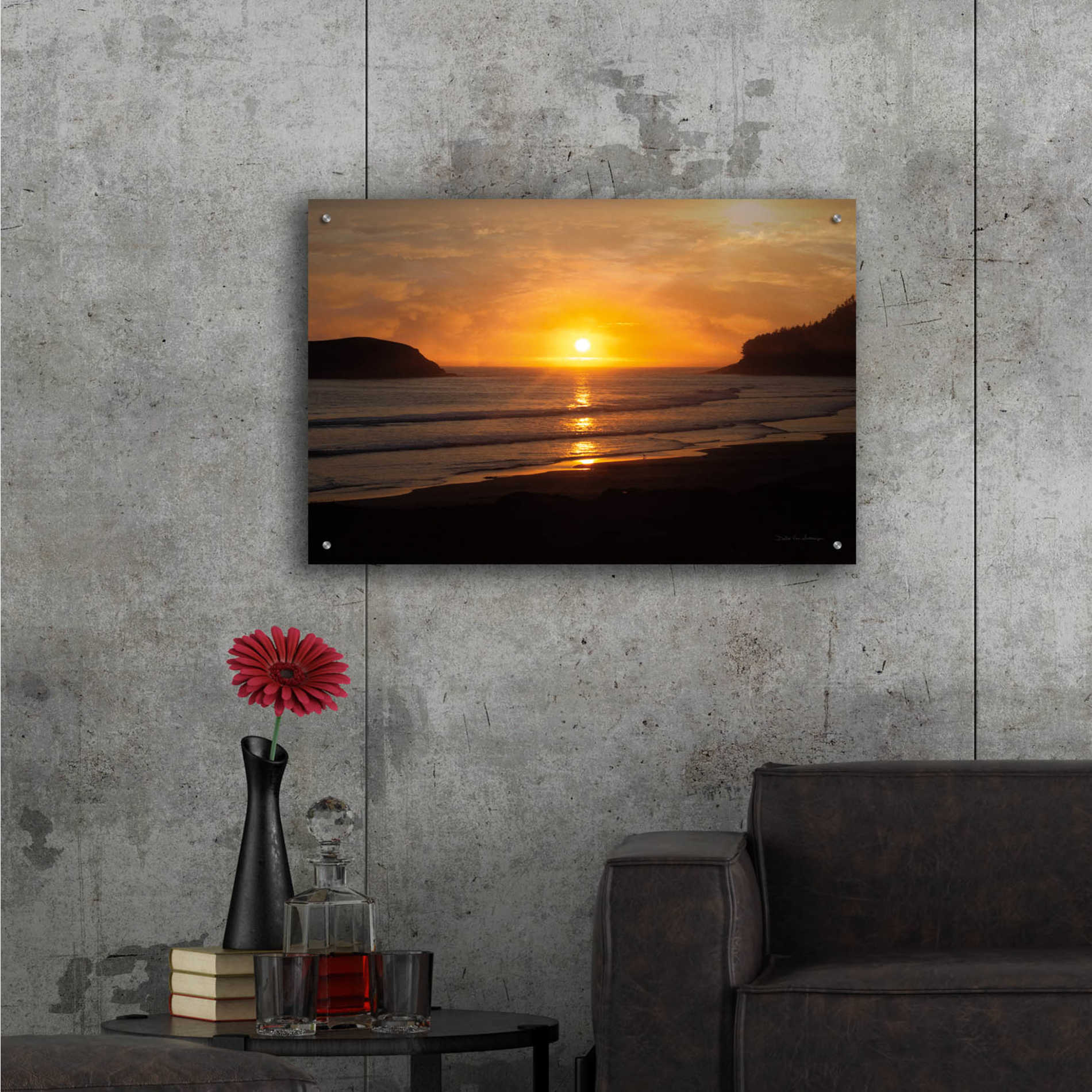 Epic Art 'Ocean Sunset' by Debra Van Swearingen, Acrylic Glass Wall Art,36x24