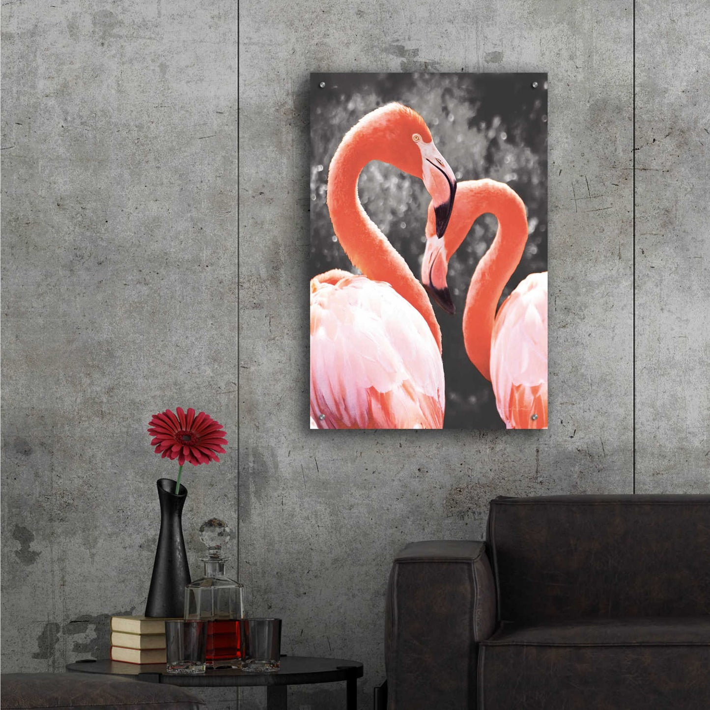 Epic Art 'Flamingo II on BW' by Debra Van Swearingen, Acrylic Glass Wall Art,24x36