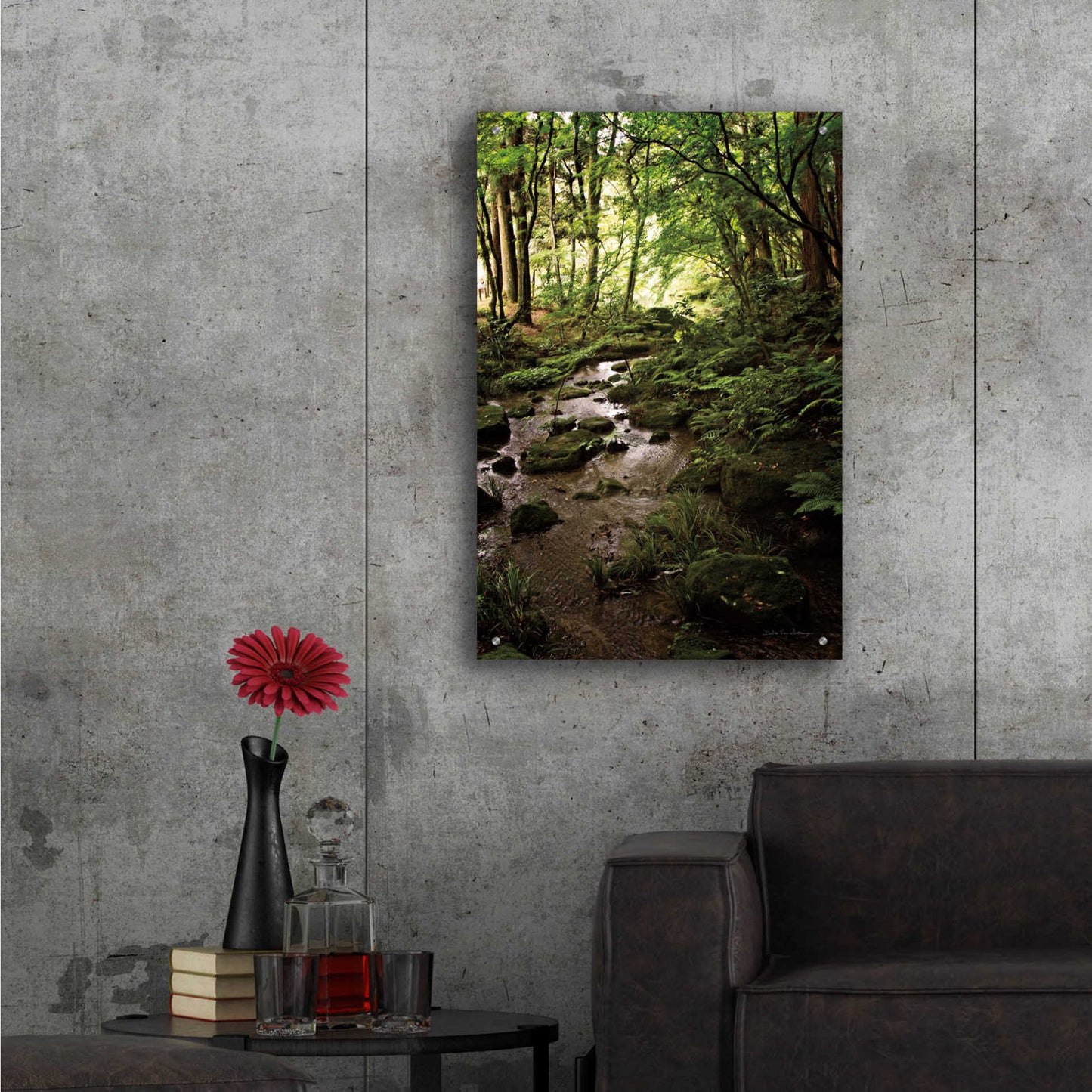 Epic Art 'Lush Creek in Forest' by Debra Van Swearingen, Acrylic Glass Wall Art,24x36
