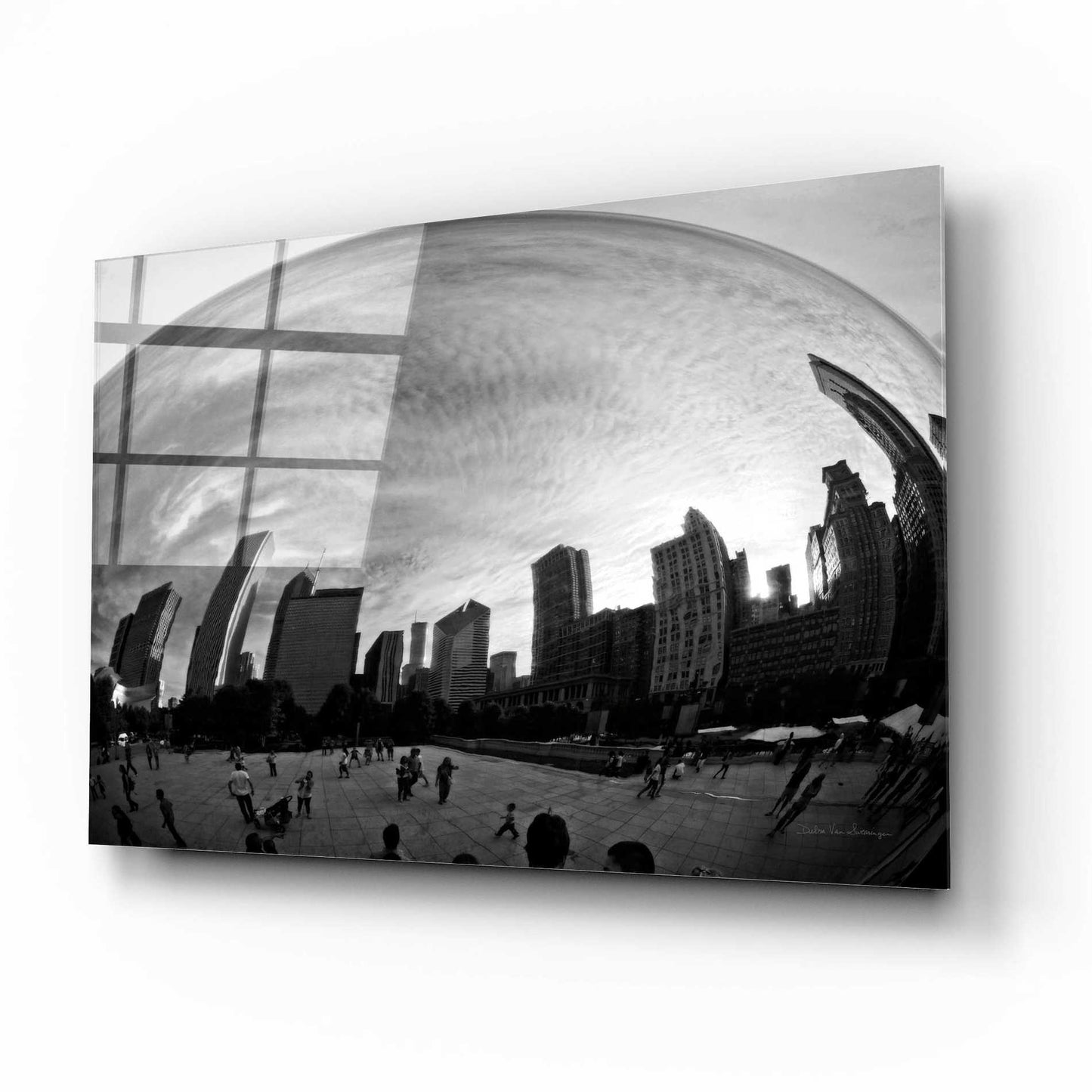 Epic Art 'The Bean Chicago BW' by Debra Van Swearingen, Acrylic Glass Wall Art,16x12