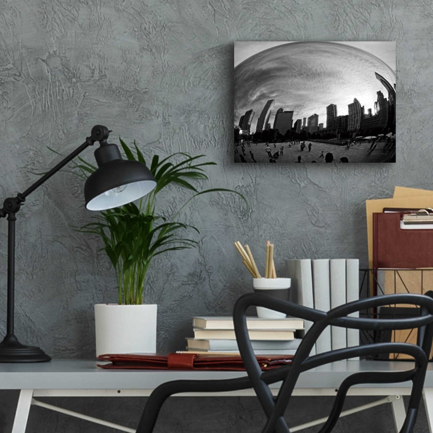 Epic Art 'The Bean Chicago BW' by Debra Van Swearingen, Acrylic Glass Wall Art,16x12