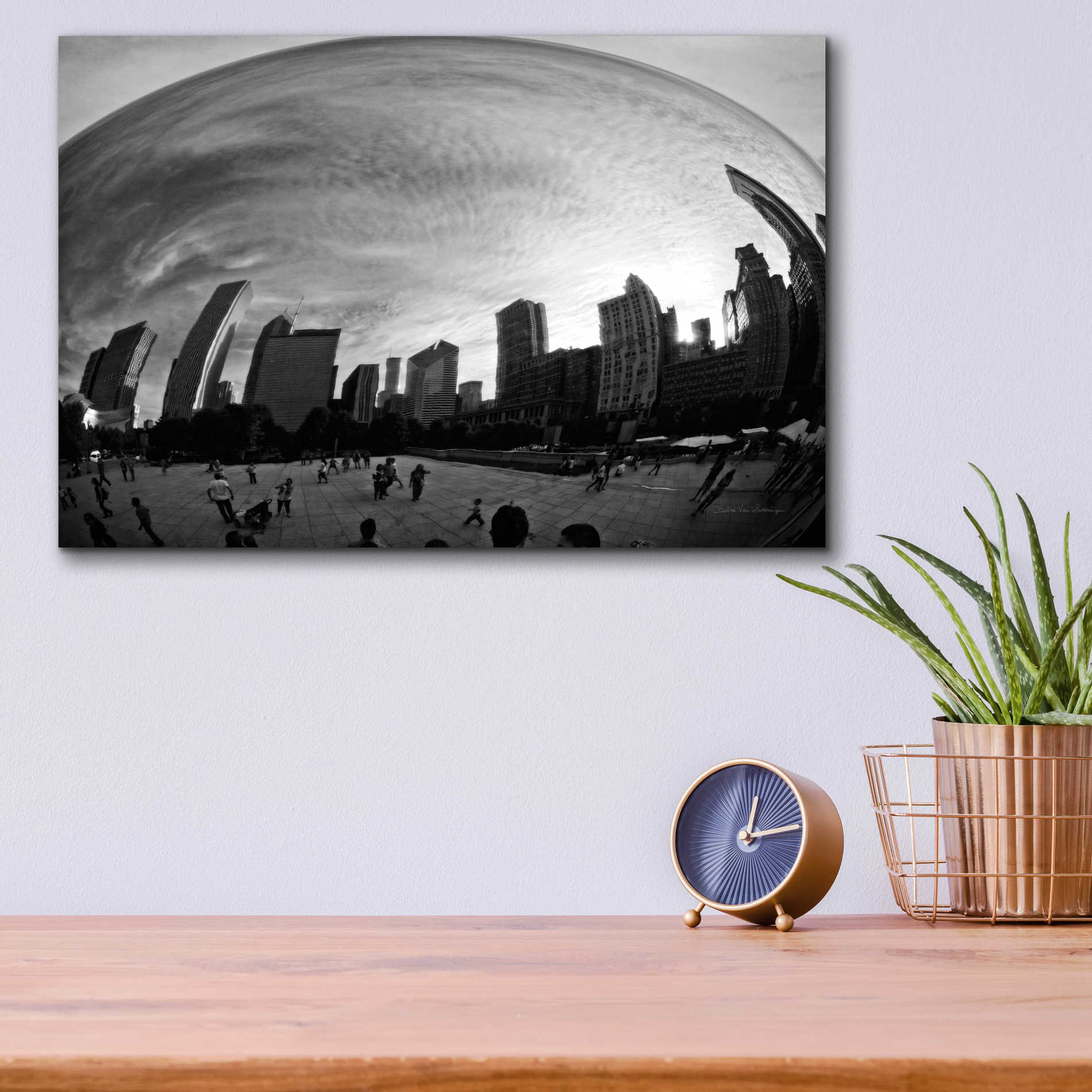 Epic Art 'The Bean Chicago BW' by Debra Van Swearingen, Acrylic Glass Wall Art,16x12