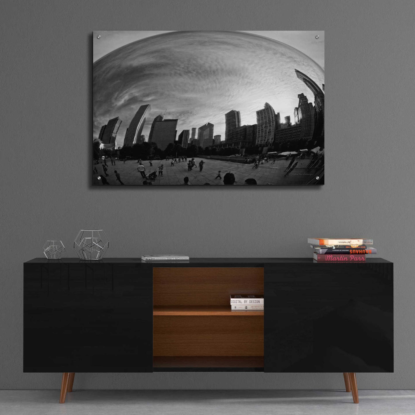 Epic Art 'The Bean Chicago BW' by Debra Van Swearingen, Acrylic Glass Wall Art,36x24