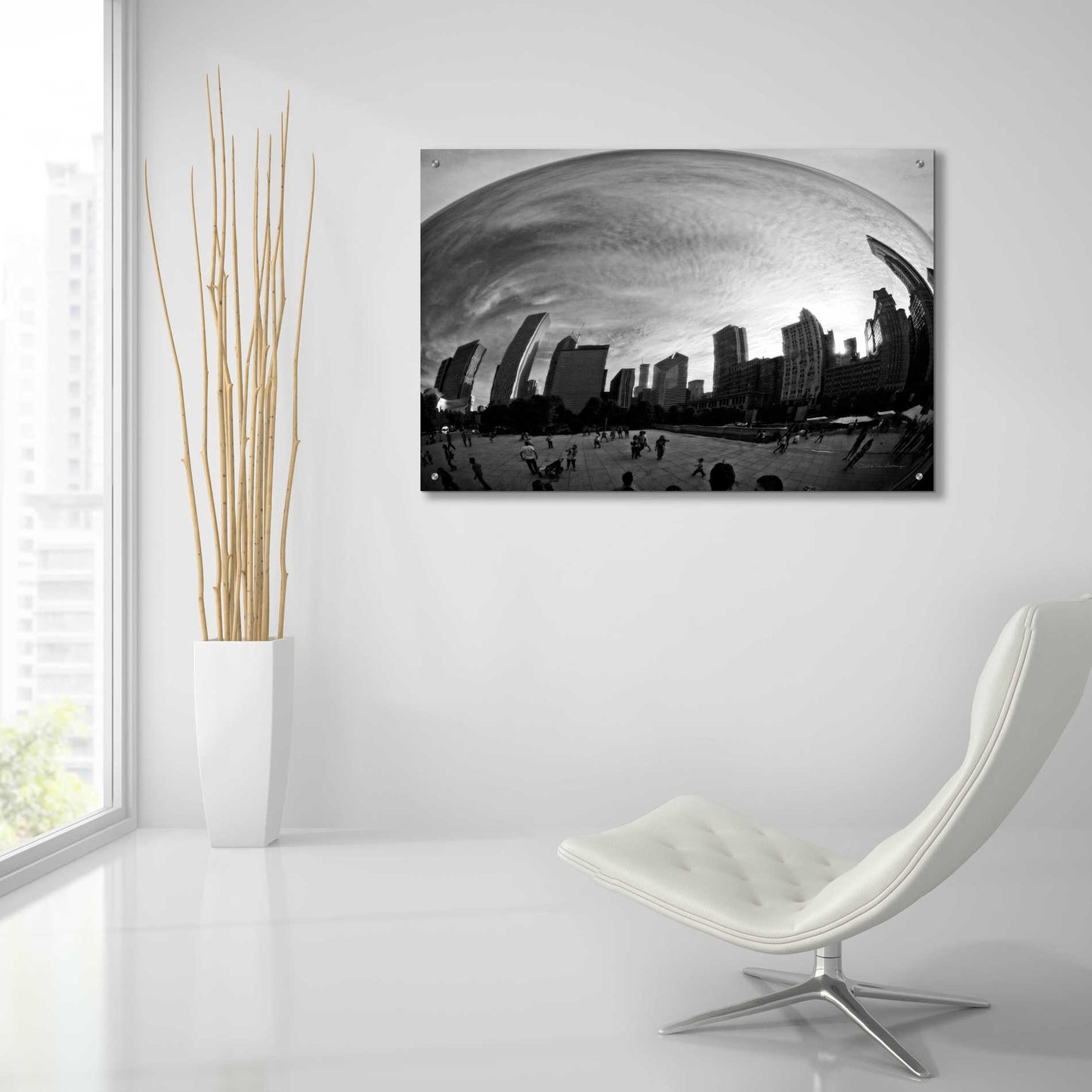 Epic Art 'The Bean Chicago BW' by Debra Van Swearingen, Acrylic Glass Wall Art,36x24