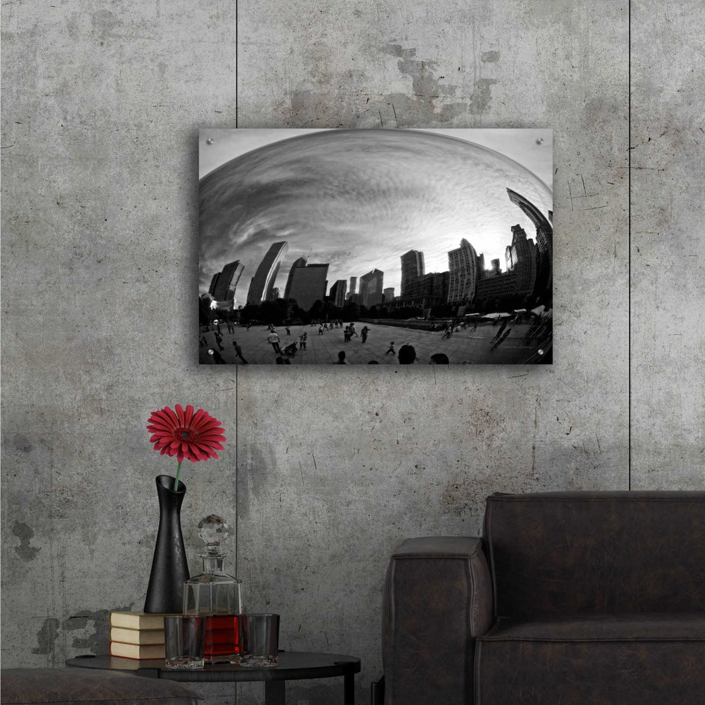 Epic Art 'The Bean Chicago BW' by Debra Van Swearingen, Acrylic Glass Wall Art,36x24