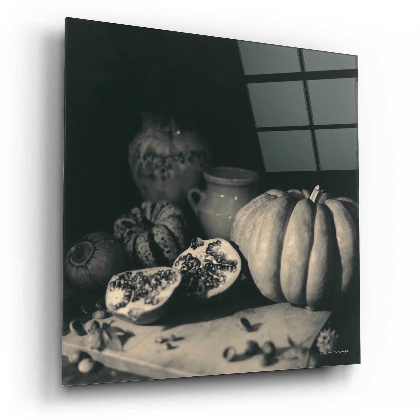 Epic Art 'Pumpkin and Pomegranate' by Debra Van Swearingen, Acrylic Glass Wall Art,12x12