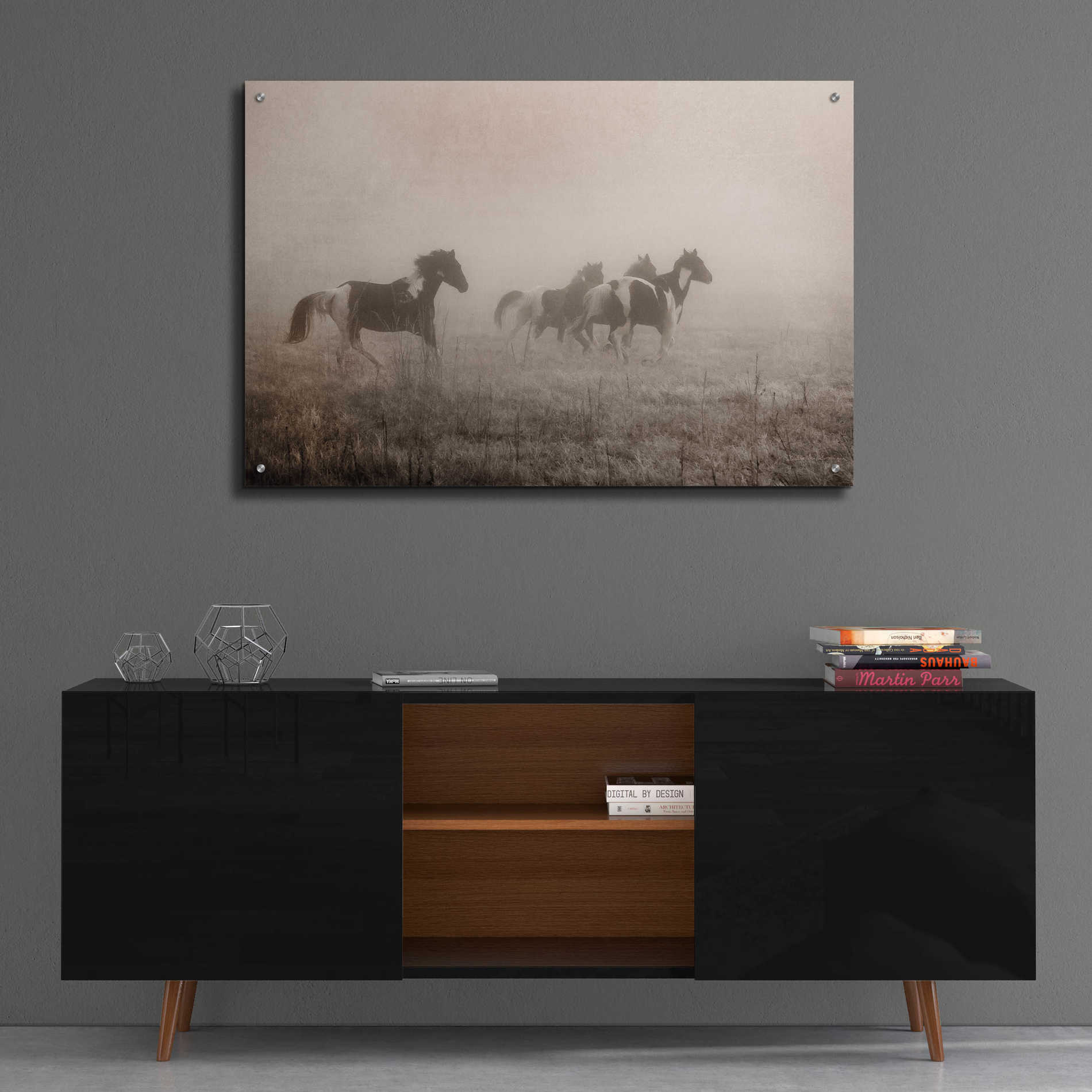 Epic Art 'Painted Horses on the Run' by Debra Van Swearingen, Acrylic Glass Wall Art,36x24