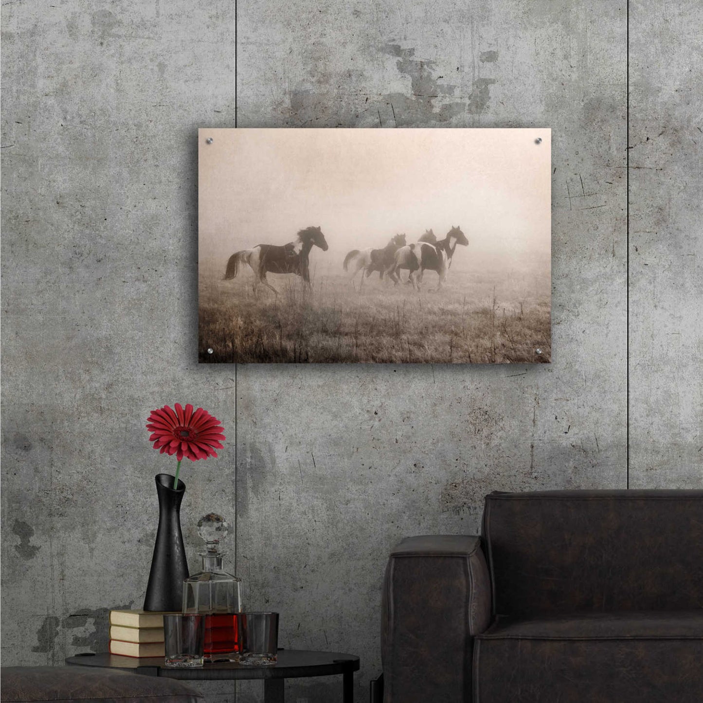 Epic Art 'Painted Horses on the Run' by Debra Van Swearingen, Acrylic Glass Wall Art,36x24