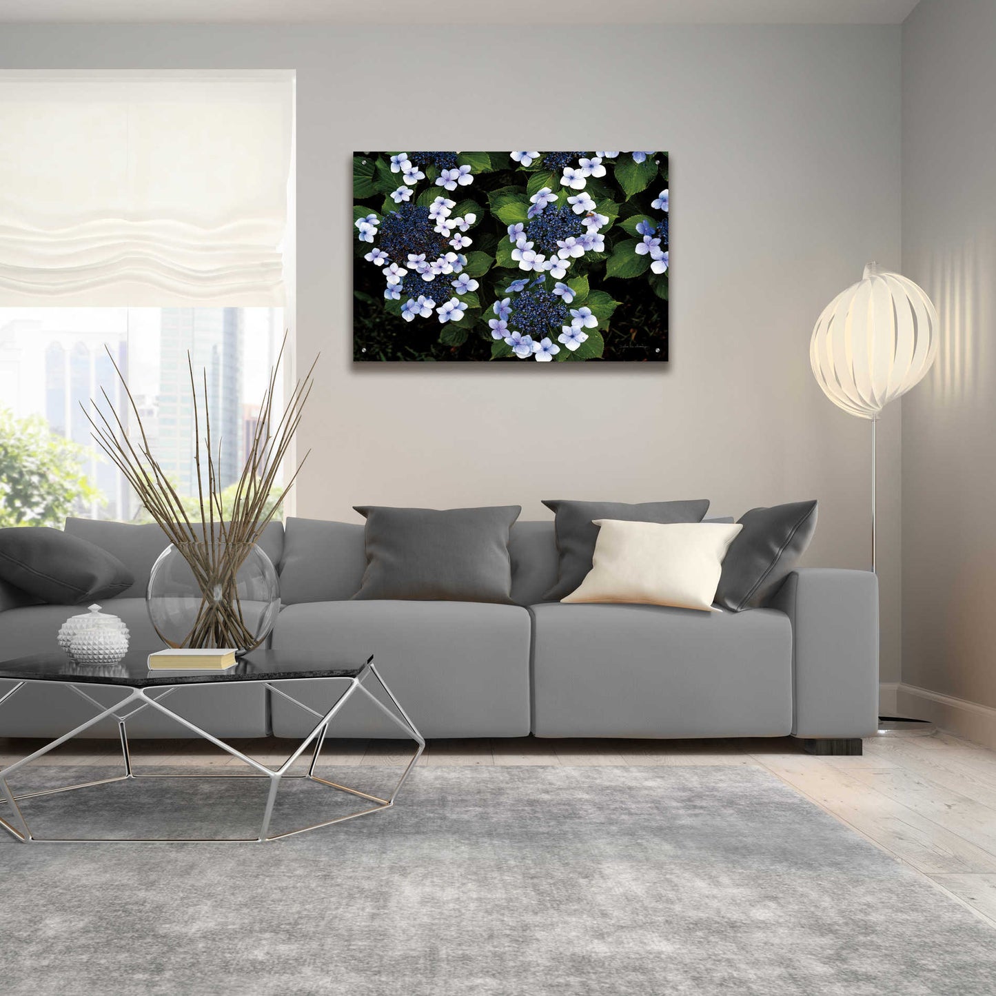 Epic Art 'Hydrangeas Opening' by Debra Van Swearingen, Acrylic Glass Wall Art,36x24