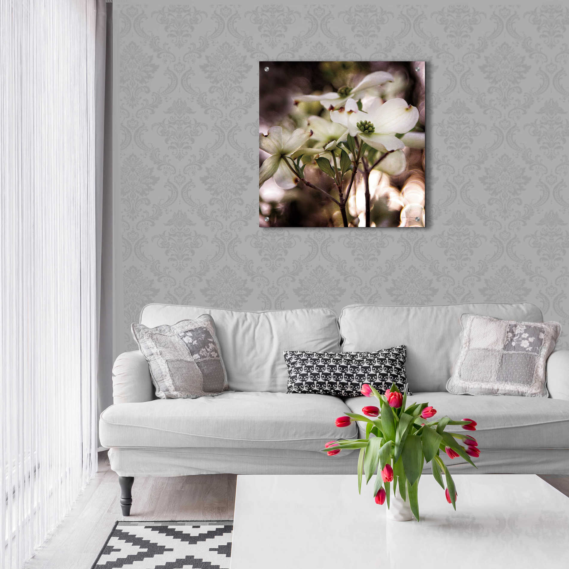 Epic Art 'White Dogwood II' by Debra Van Swearingen, Acrylic Glass Wall Art,24x24