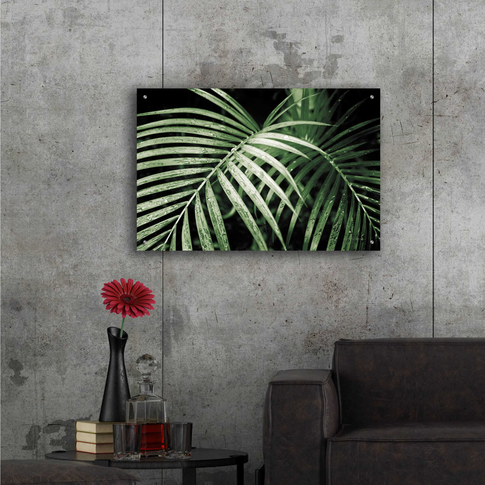 Epic Art 'Palm Fronds Green' by Debra Van Swearingen, Acrylic Glass Wall Art,36x24