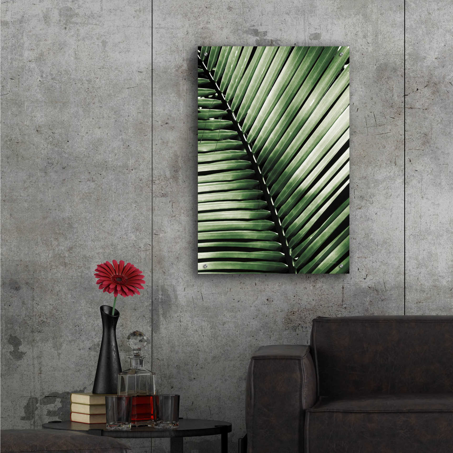 Epic Art 'Palm Frond I Green' by Debra Van Swearingen, Acrylic Glass Wall Art,24x36