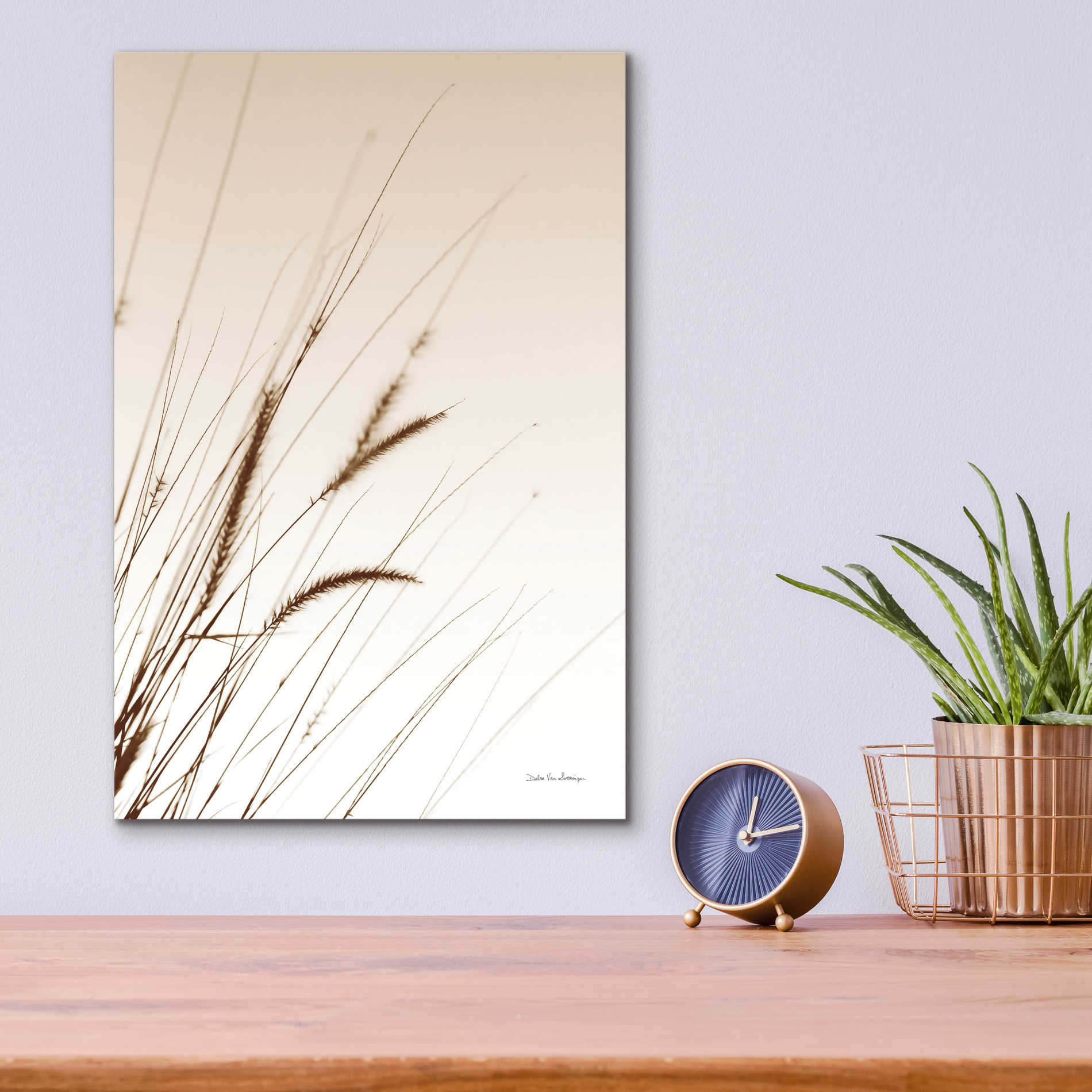 Epic Art 'Field Grasses I Sepia' by Debra Van Swearingen, Acrylic Glass Wall Art,12x16