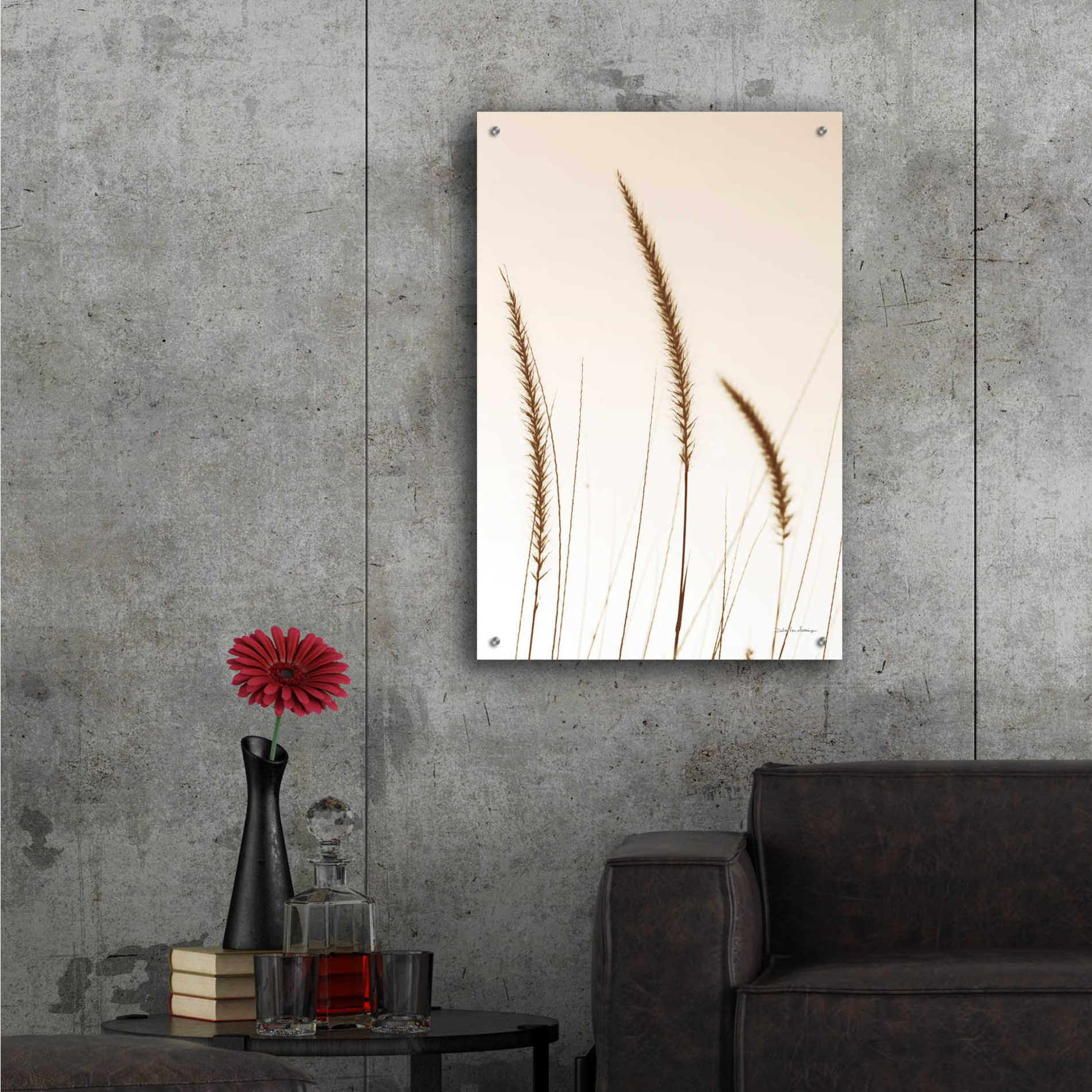 Epic Art 'Field Grasses IV Sepia' by Debra Van Swearingen, Acrylic Glass Wall Art,24x36