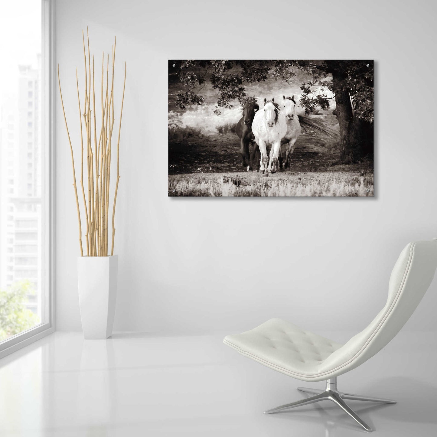 Epic Art 'Three Wild Horses Sepia' by Debra Van Swearingen, Acrylic Glass Wall Art,36x24