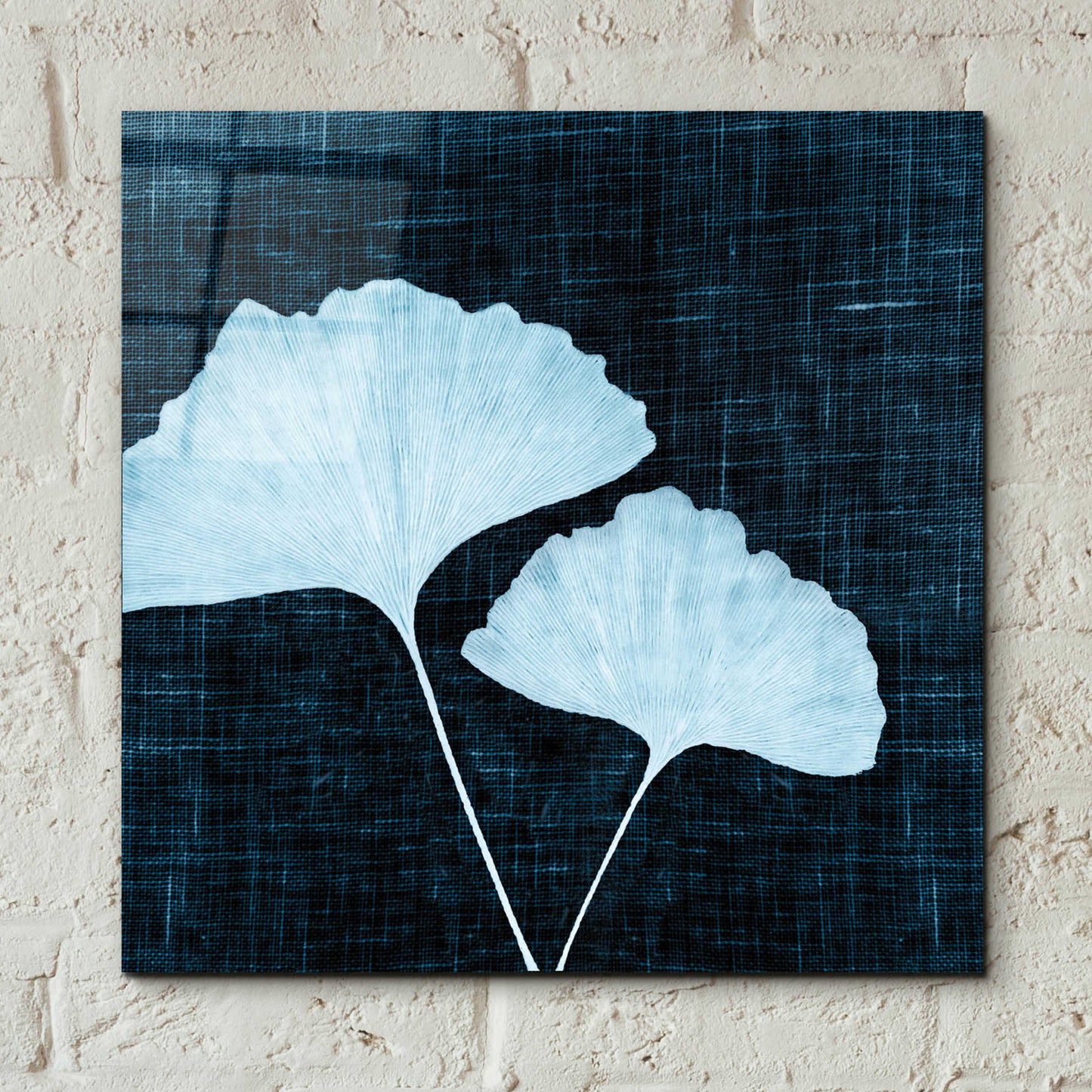 Epic Art 'Leaves on Linen I' by Debra Van Swearingen, Acrylic Glass Wall Art,12x12