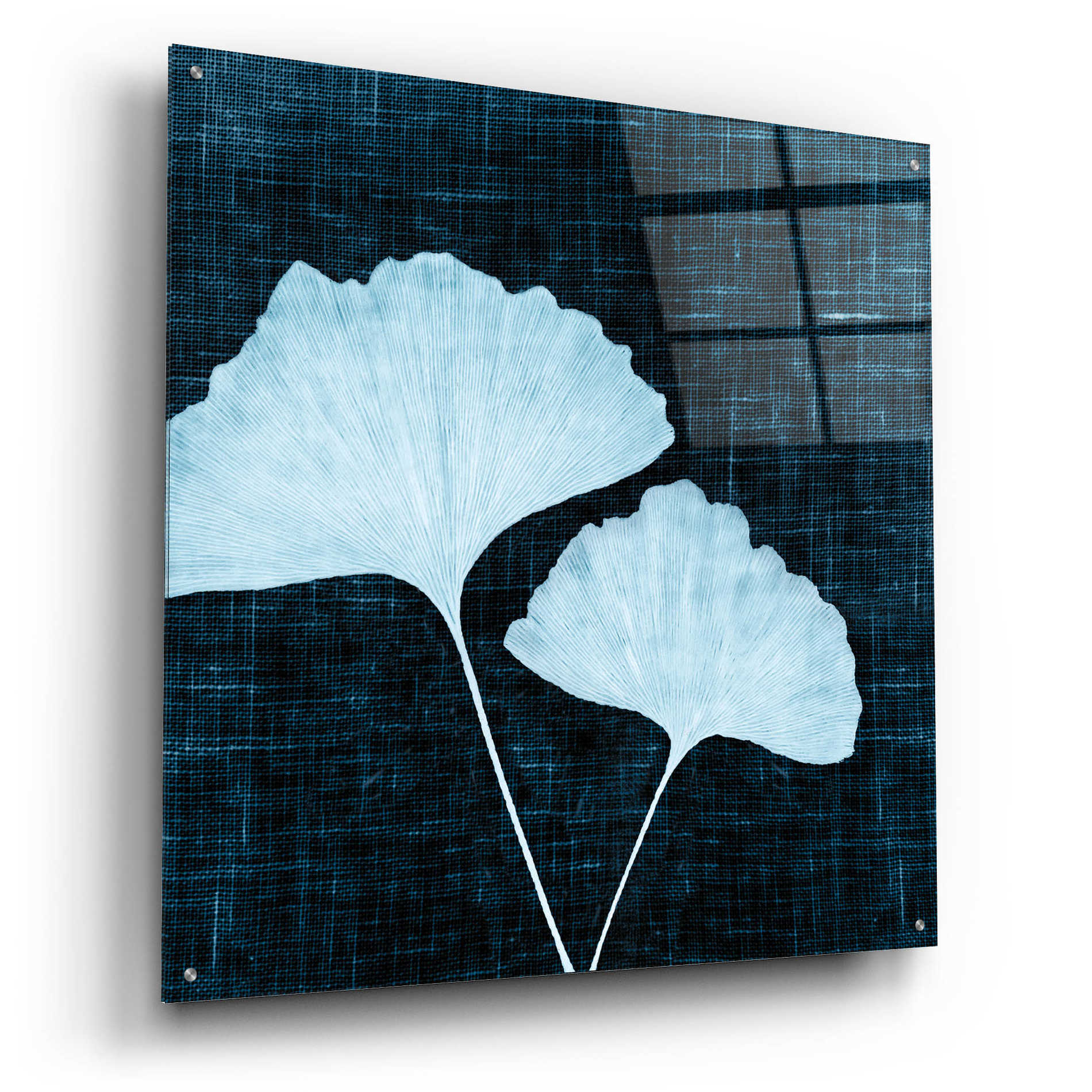 Epic Art 'Leaves on Linen I' by Debra Van Swearingen, Acrylic Glass Wall Art,36x36