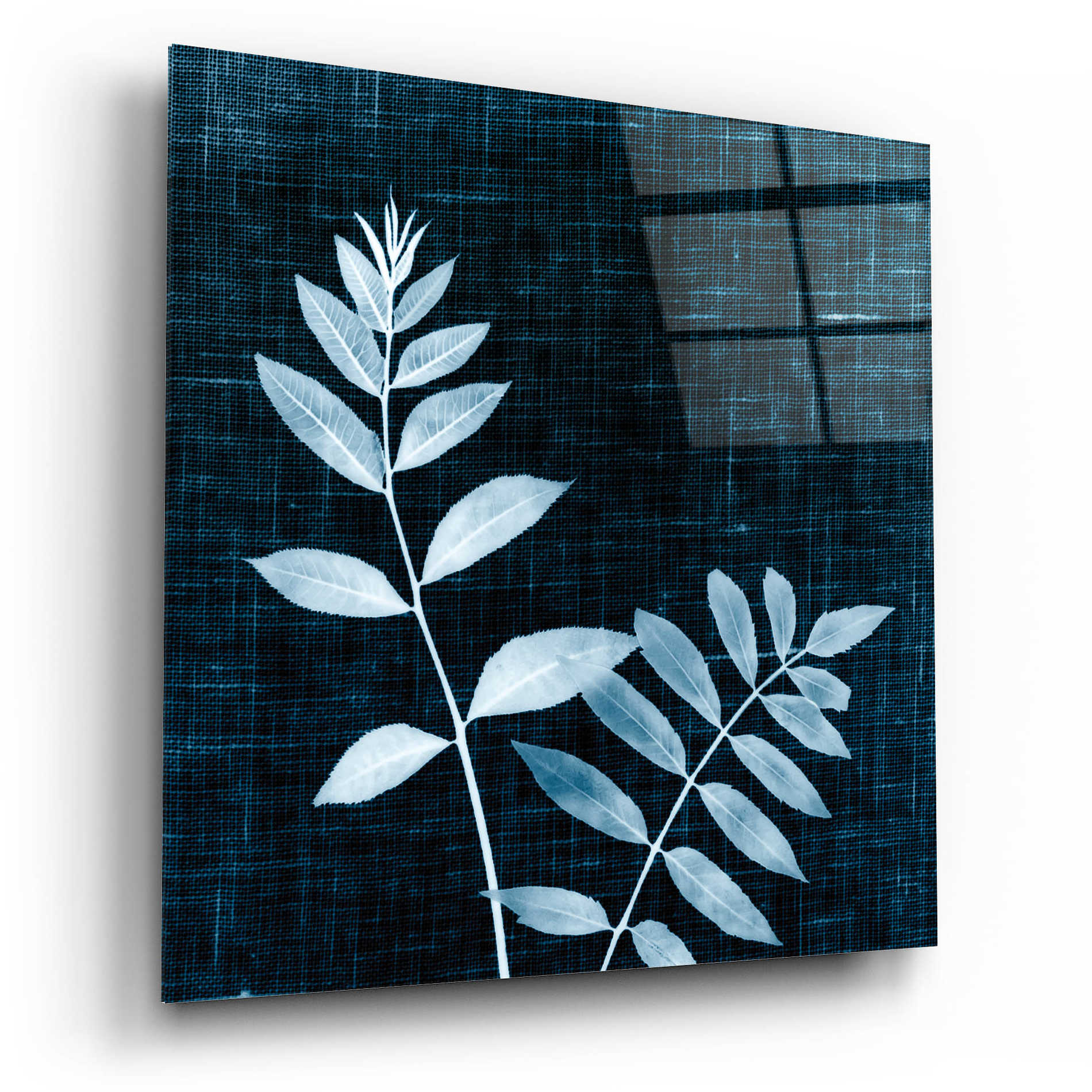 Epic Art 'Leaves on Linen II' by Debra Van Swearingen, Acrylic Glass Wall Art,12x12