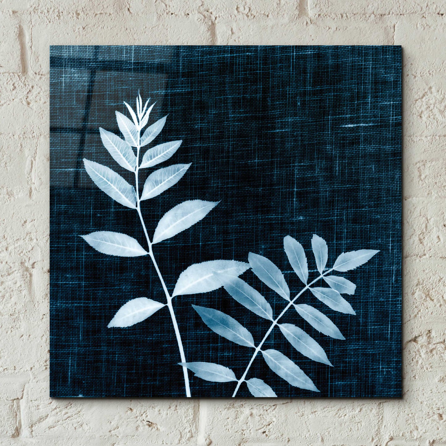 Epic Art 'Leaves on Linen II' by Debra Van Swearingen, Acrylic Glass Wall Art,12x12