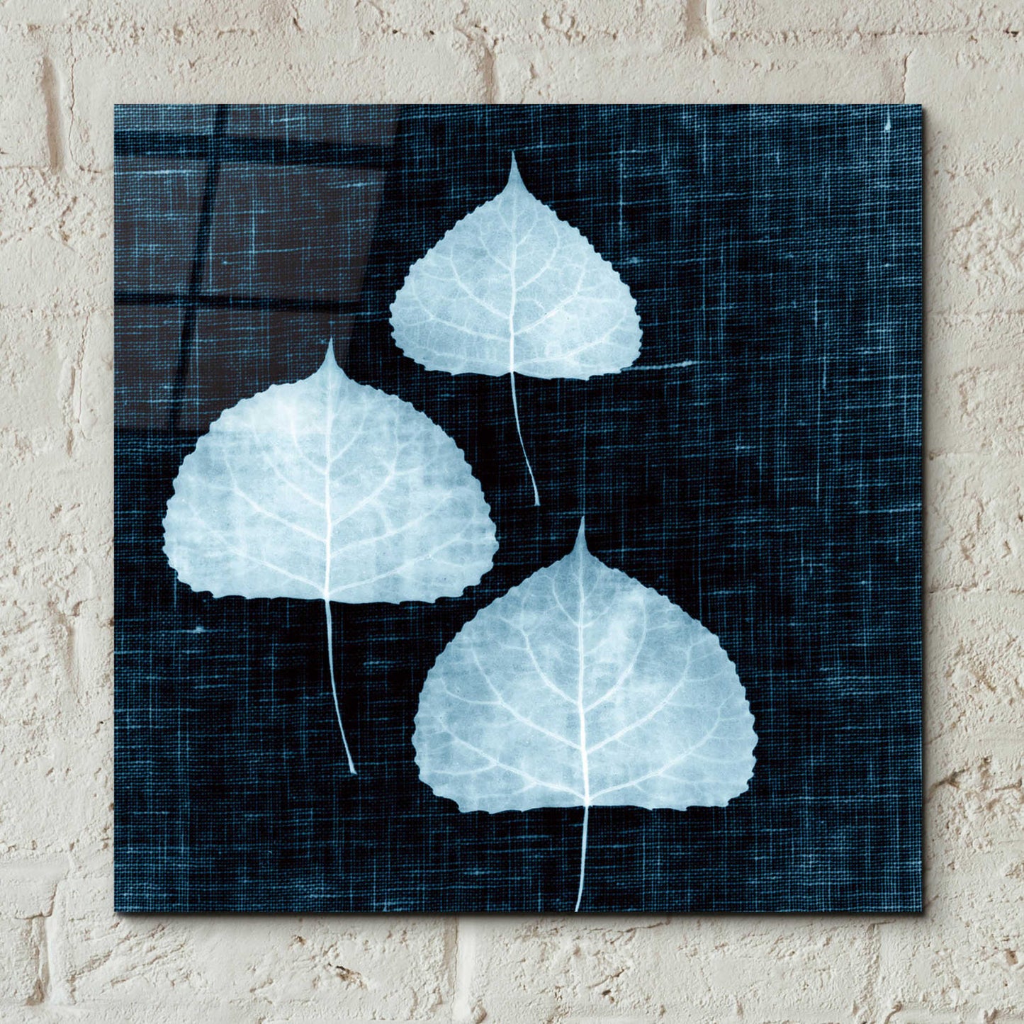 Epic Art 'Leaves on Linen III' by Debra Van Swearingen, Acrylic Glass Wall Art,12x12