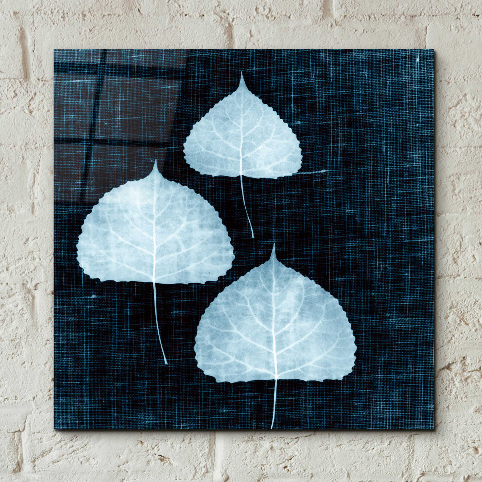 Epic Art 'Leaves on Linen III' by Debra Van Swearingen, Acrylic Glass Wall Art,12x12