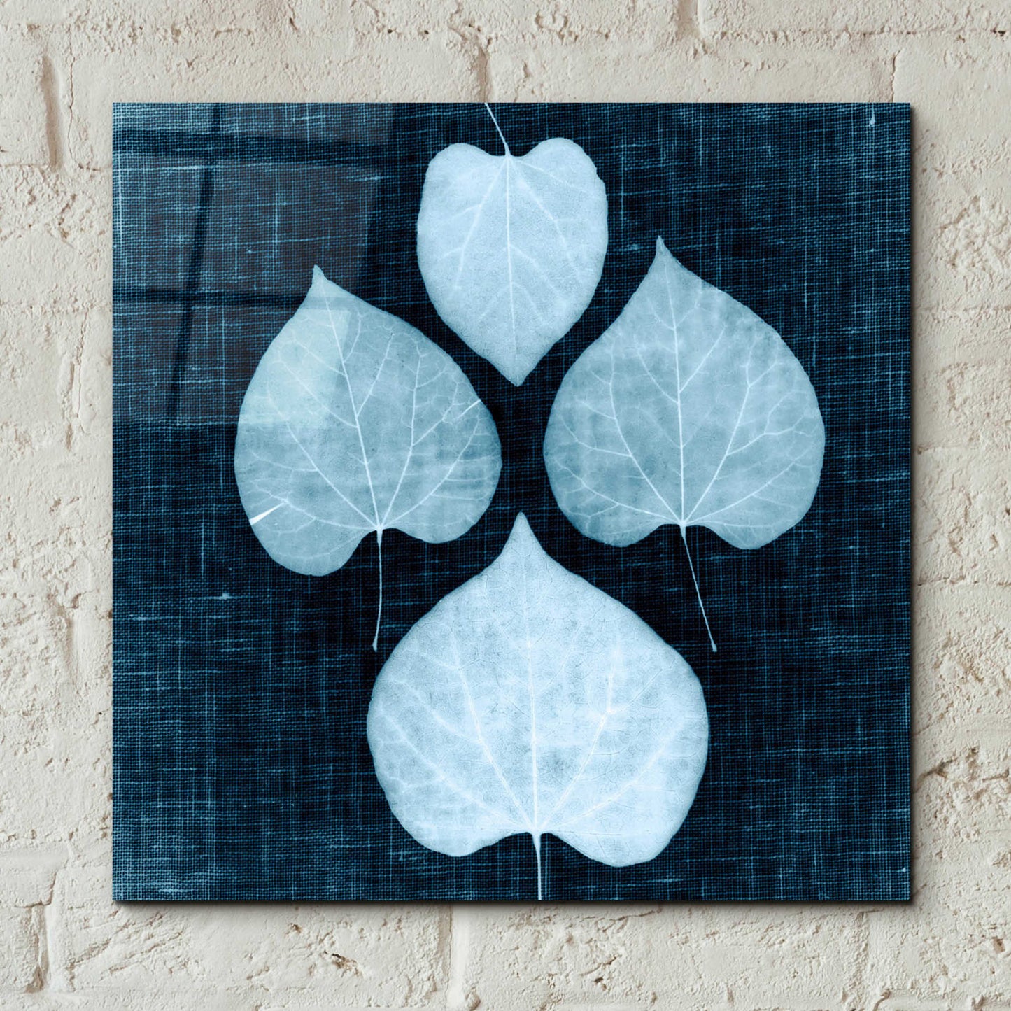 Epic Art 'Leaves on Linen IV' by Debra Van Swearingen, Acrylic Glass Wall Art,12x12