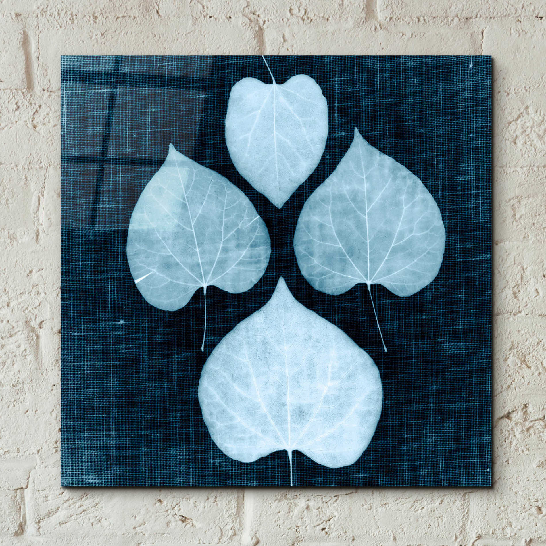 Epic Art 'Leaves on Linen IV' by Debra Van Swearingen, Acrylic Glass Wall Art,12x12