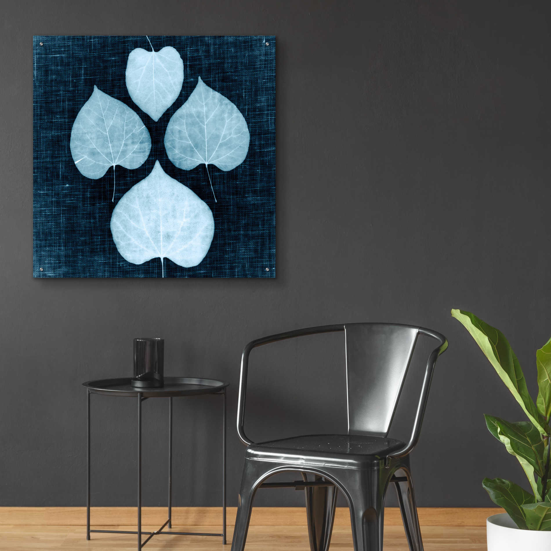 Epic Art 'Leaves on Linen IV' by Debra Van Swearingen, Acrylic Glass Wall Art,36x36